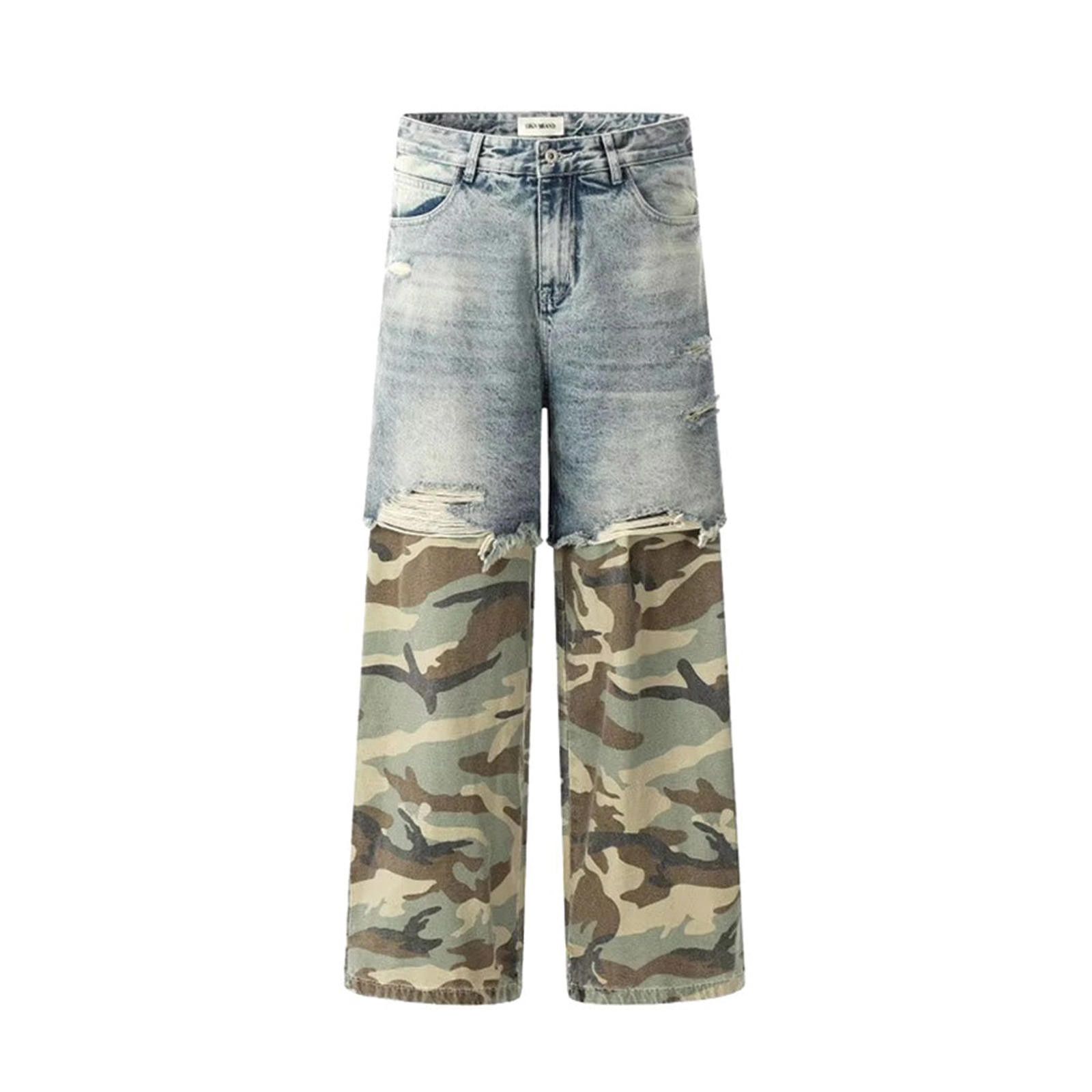 Vintage Distressed Camouflage Cargo Jeans Size US 32 / EU 48 - 1 Thumbnail