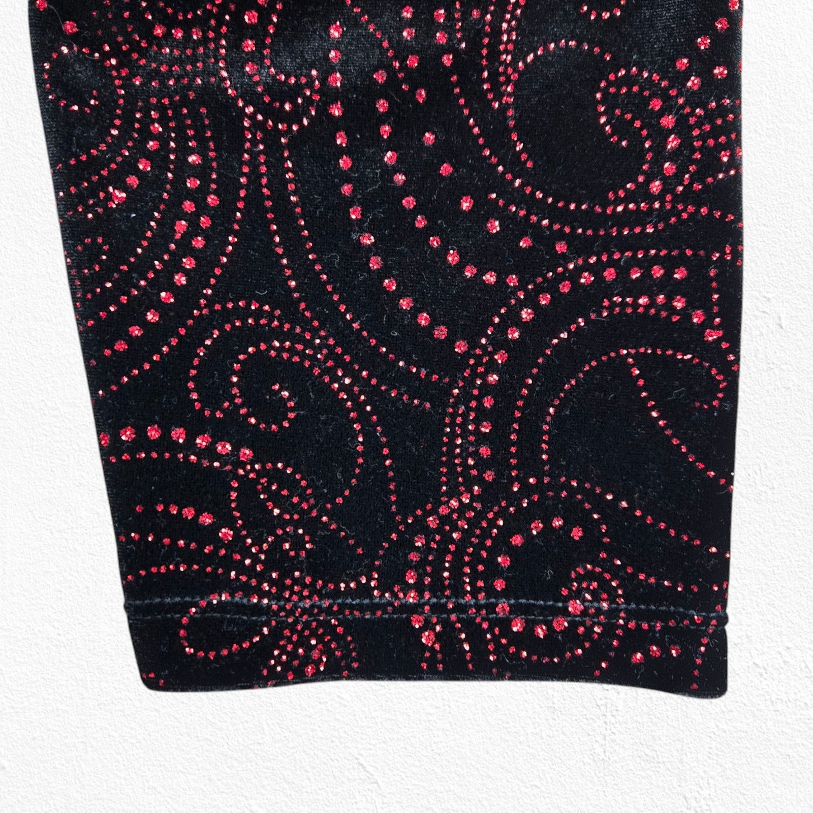 Vintage Y2K Black Red Glitter Velvet Open Front Jacket Size 1X Size XXL / US 16-18 / IT 52-54 - 5 Thumbnail