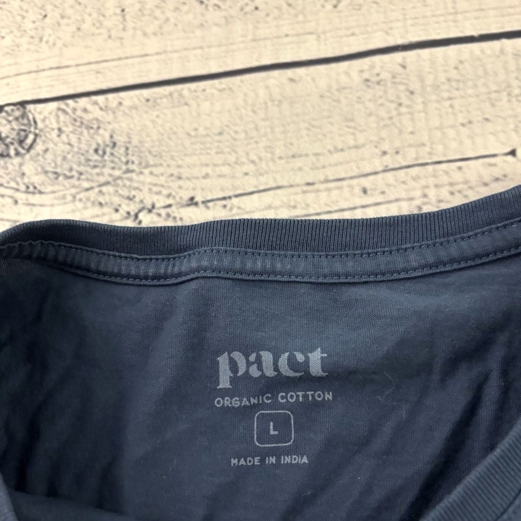 Vintage Pact T-Shirt Men Large Blue Short Sleeve Organic Cotton Blank Shirt Size US L / EU 52-54 / 3 - 2 Thumbnail