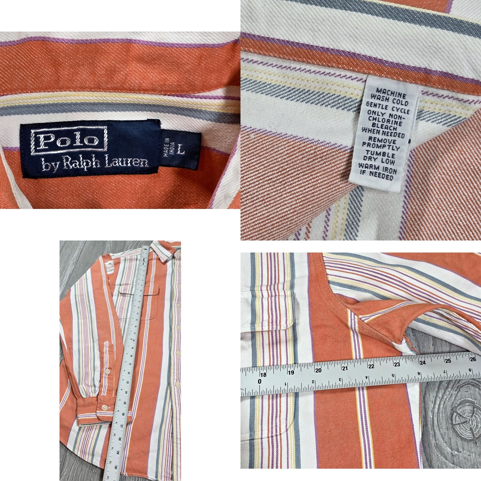 Ralph Lauren VINTAGE Polo Ralph Lauren Men Shirt Denim Navajo Stripe Orange Sz L Kang Size US L / EU 52-54 / 3 - 8 Thumbnail