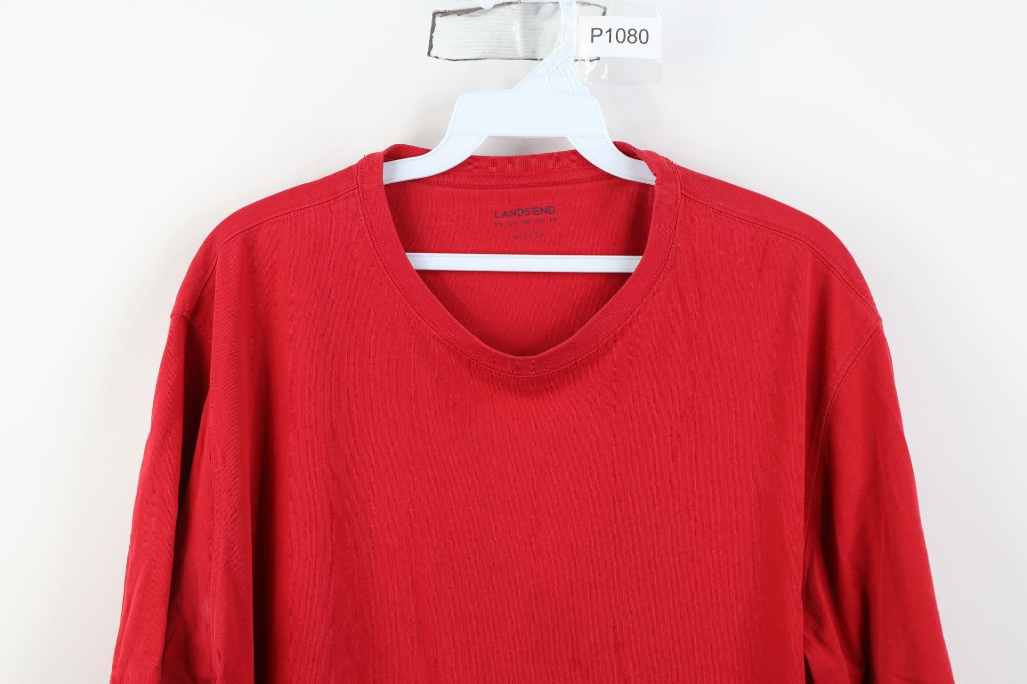 Lands' End Vintage Y2K Lands End Blank Short Sleeve T-Shirt Red Cotton Size US L / EU 52-54 / 3 - 2 Thumbnail