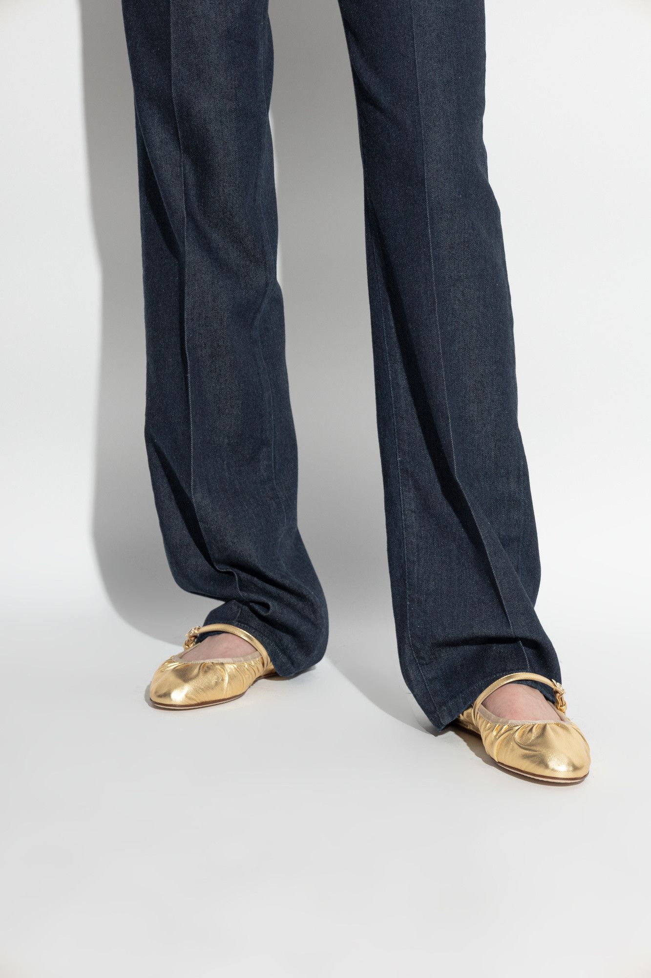 Dolce & Gabbana o1s22i1n0225 Vally Ballerina Flats in Gold Size US 7 / IT 37 - 2 Thumbnail