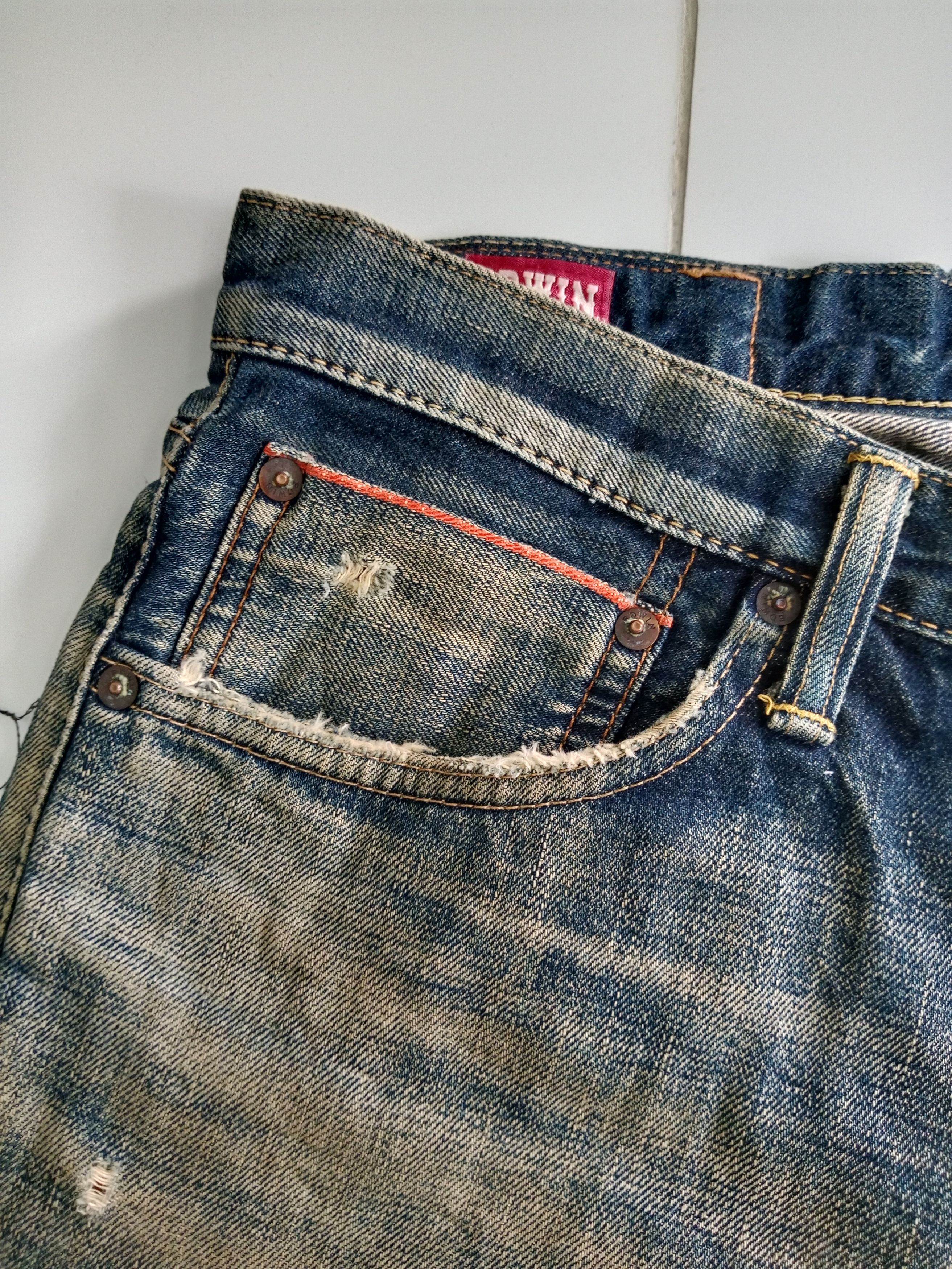 Edwin Edwin Selvedge Distressed Jeans Made in Japan Size US 32 / EU 48 - 8 Thumbnail
