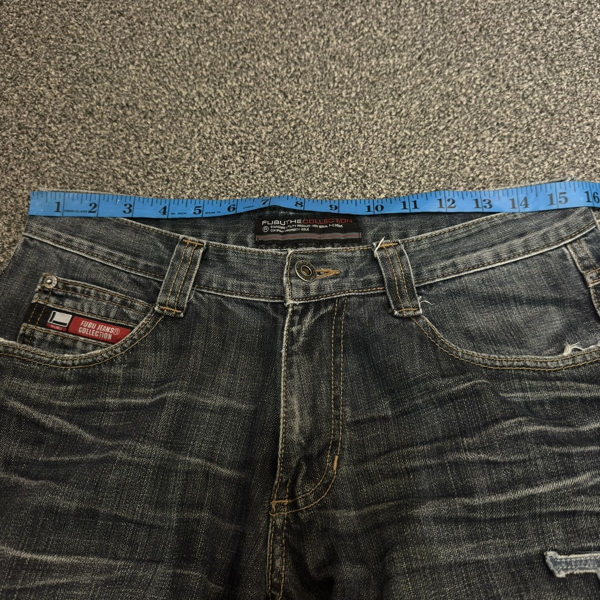 Hypebeast Special Raw Indigo Denim Baggy Flared Fubu Jeans Streetwear Size US 31 - 18 Thumbnail