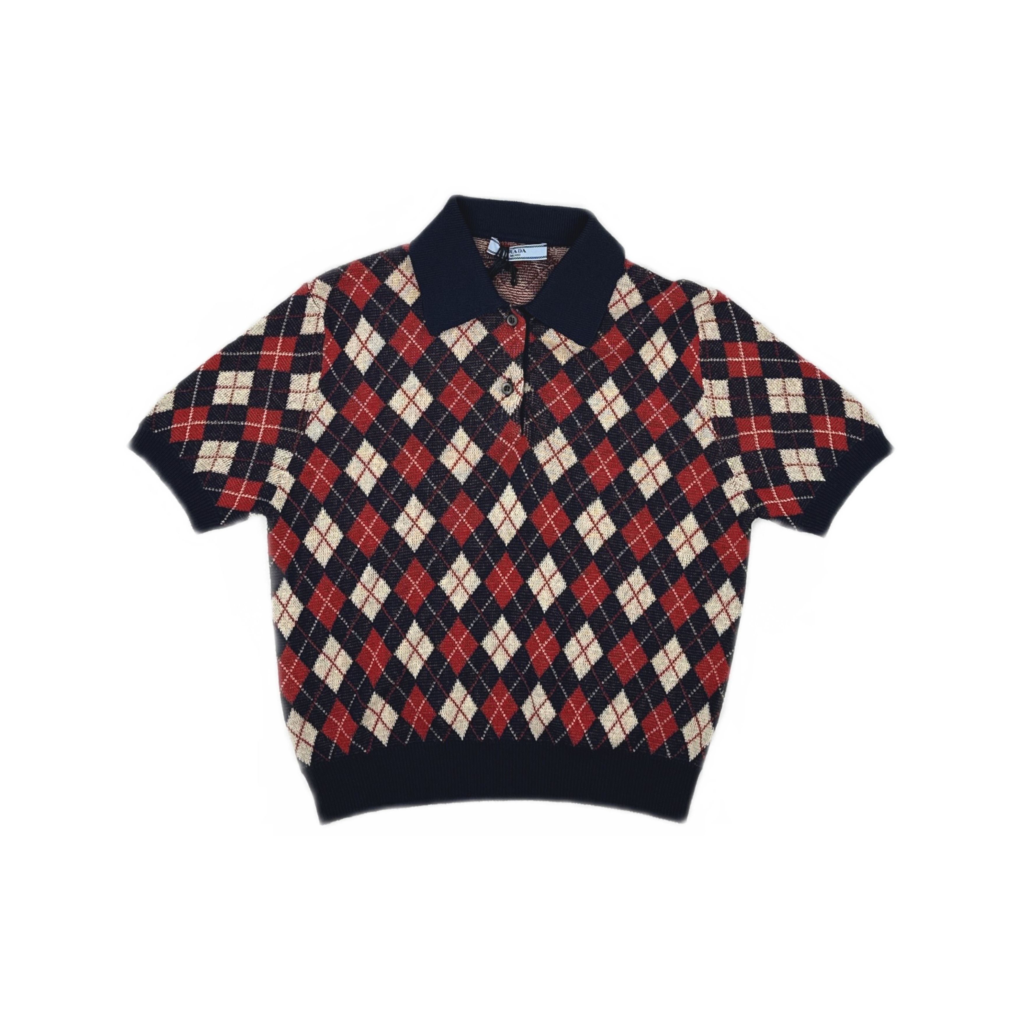 Prada Prada Argyle Pattern Knit Polo Size 38 Size XS / US 0-2 / IT 36-38 - 1 Thumbnail
