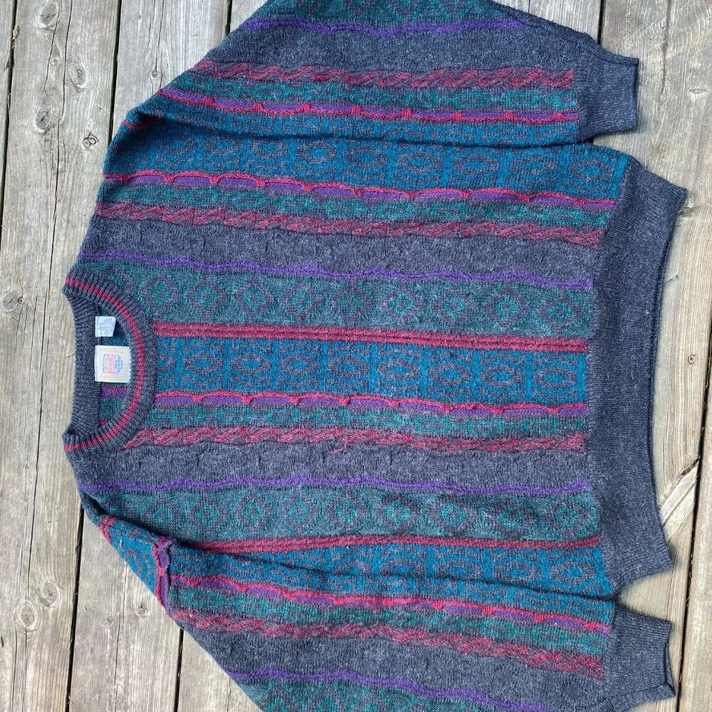 Coogi × Vintage Vintage 1980s Riggins Coogi Style Knit Sweater Medium Size US M / EU 48-50 / 2 - 4 Thumbnail
