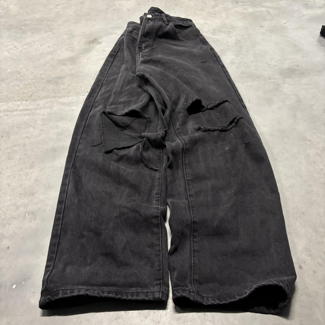Japanese Brand × Vintage Crazy Vintage Y2K/2000s Grunge Black Distressed Denim Jeans! Size US 29 - 3 Thumbnail