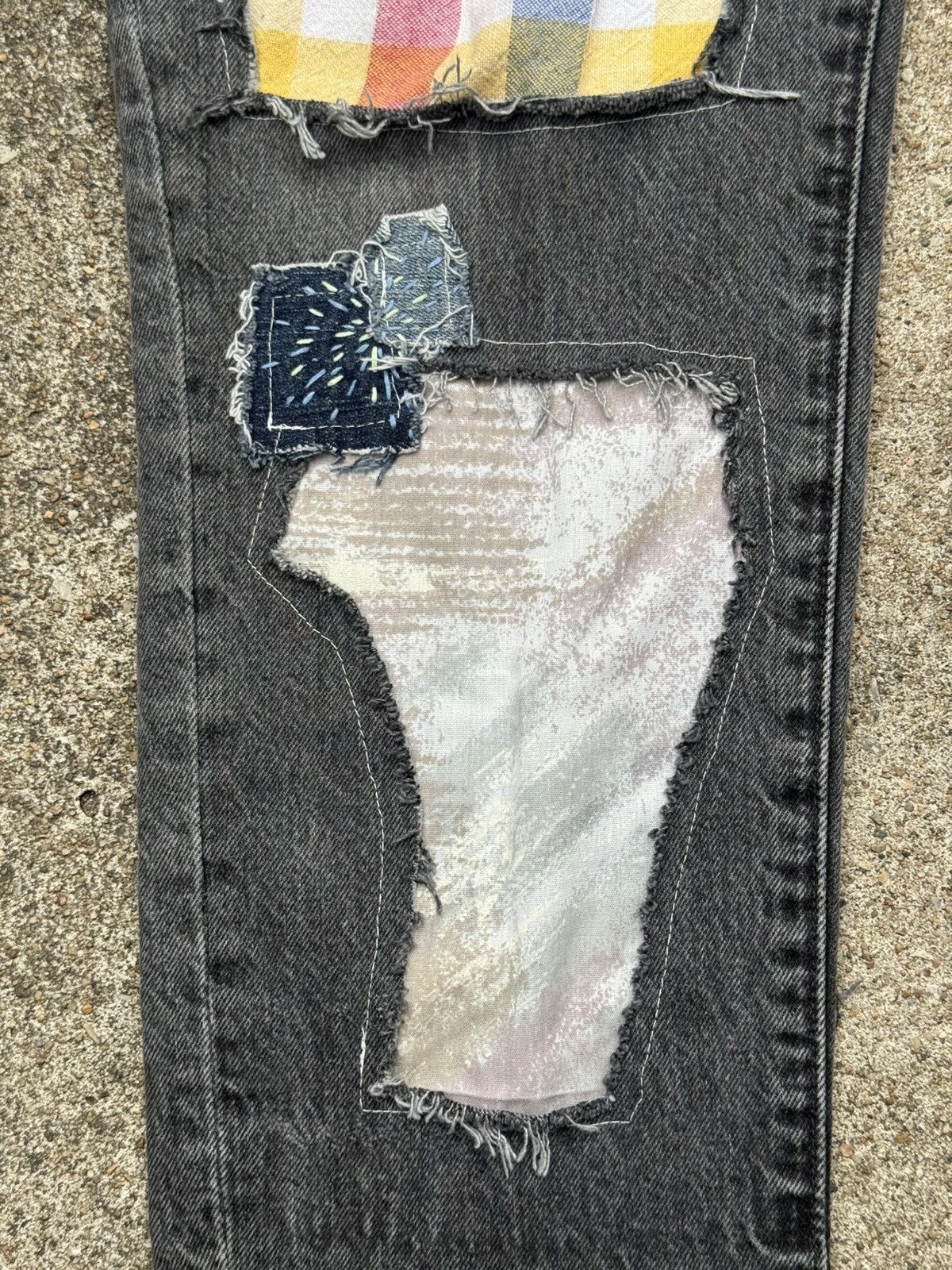 Abercrombie & Fitch Custom Rework A&F Loose Fit Jeans - Patchwork and Sashiko Size US 30 / EU 46 - 7 Thumbnail
