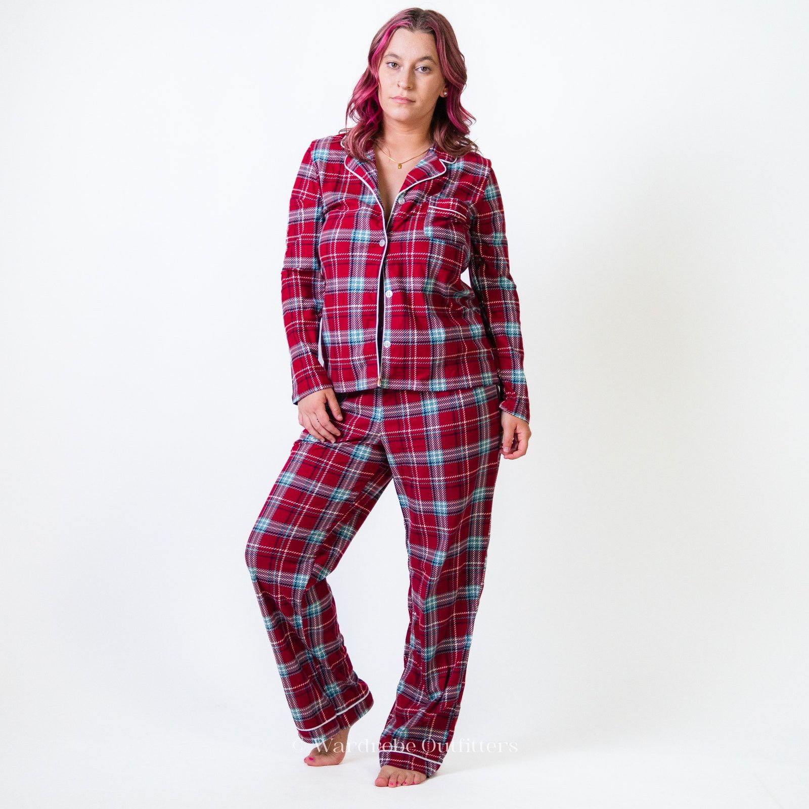 Designer Wonderly Intimates Plaid Flannel Pajamas Size ONE SIZE - 1 Thumbnail