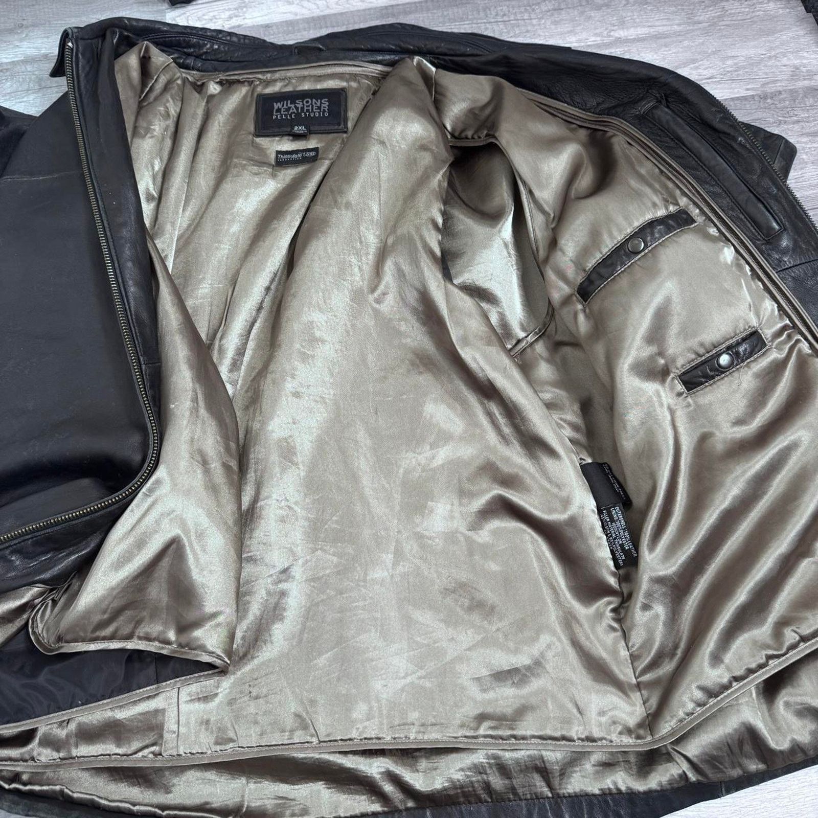 Vintage × Wilsons Leather Wilson’s Leather Men’s Vintage Leather Jacket Distressed Size US XXL / EU 58 / 5 - 6 Thumbnail