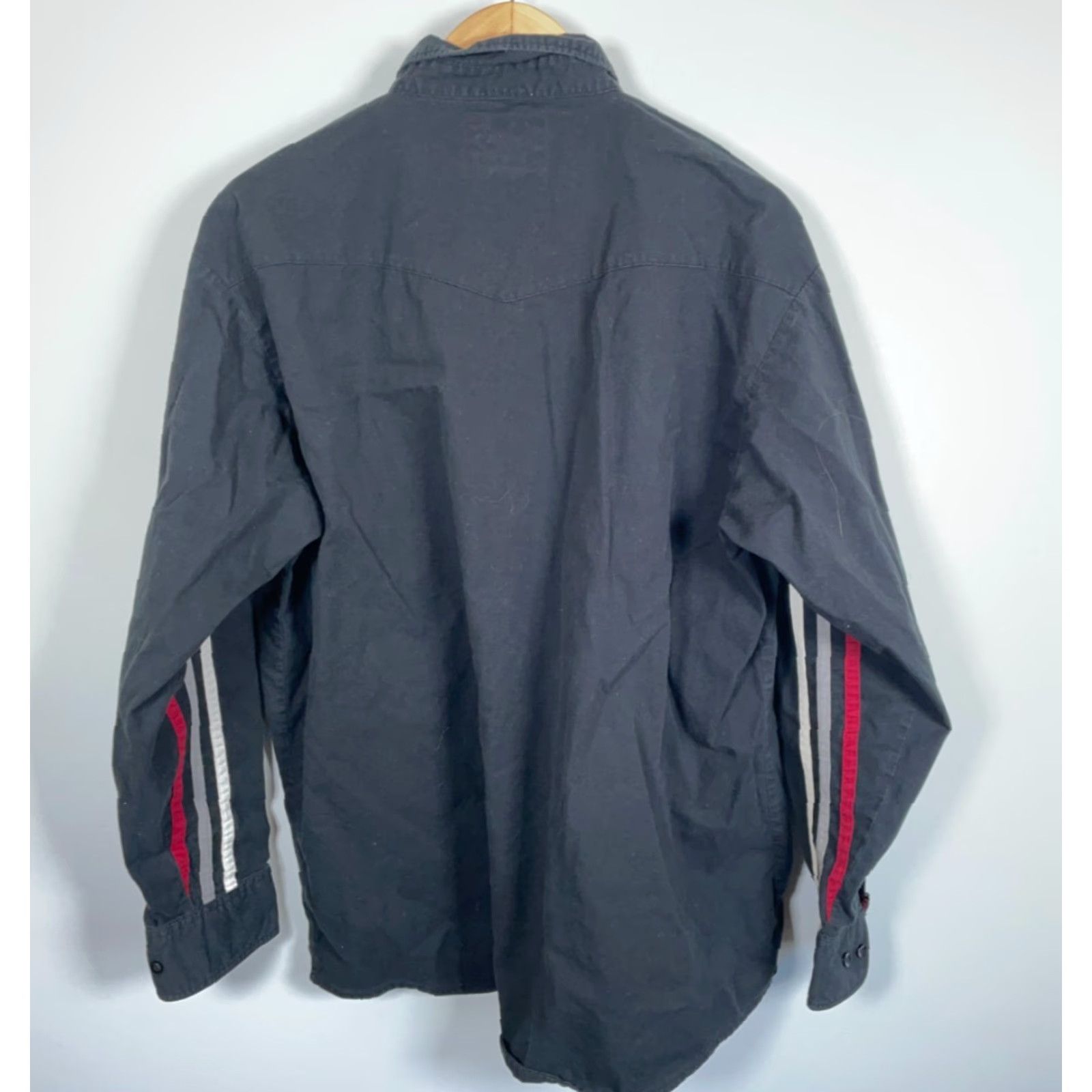 Wrangler VINTAGE Wrangler Western Shirt Men XL Black Red Gray Striped Cotton Button-Down Cowboys 90s Western Theme Mens XL Size US XL / EU 56 / 4 - 2 Thumbnail