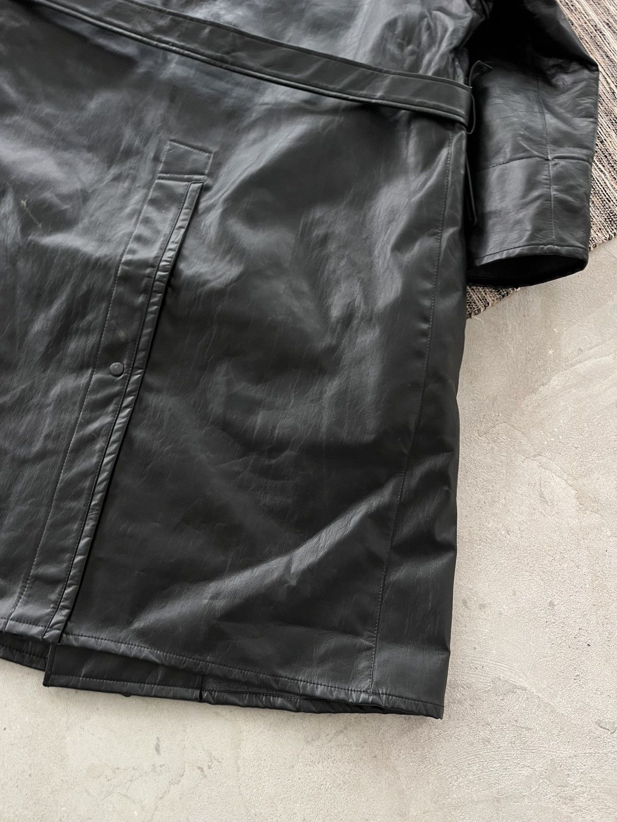 Genuine Leather Vintage Black Faux Leather Trench Coat Gothic Military Style Size US L / EU 52-54 / 3 - 17 Thumbnail