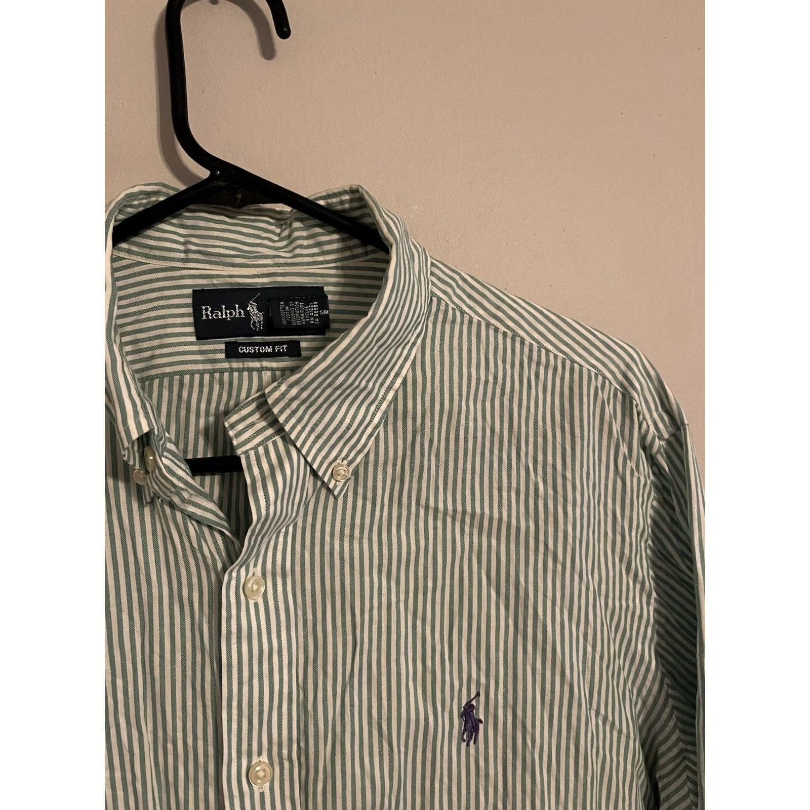 Polo Ralph Lauren VINTAGE Polo Ralph Lauren Custom Fit Pastel Green Stripes L/S Button Up Shirt Mens L Size US L / EU 52-54 / 3 - 2 Thumbnail