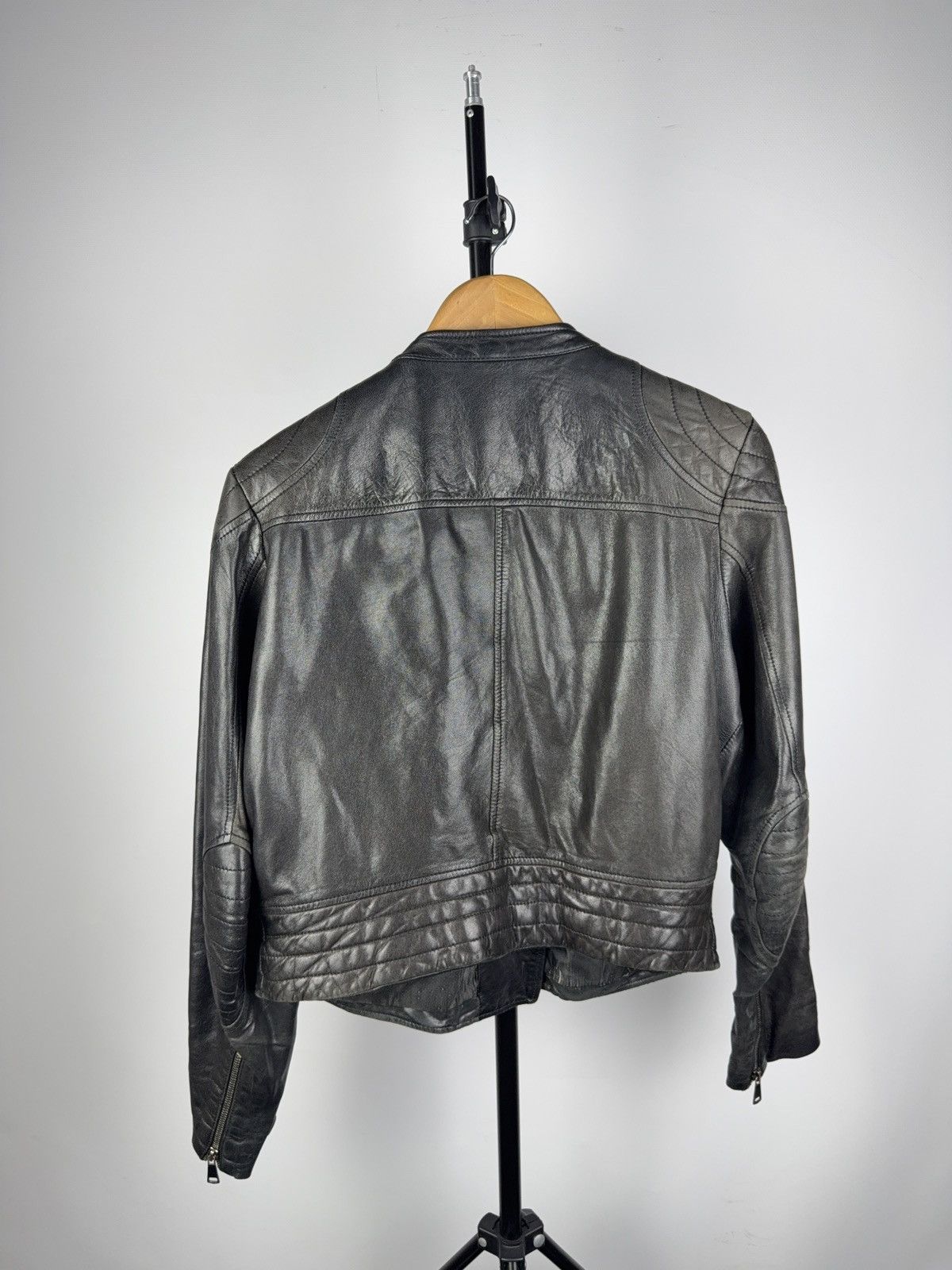 Massimo Dutti Vintage Genuine Leather MOTO BIKER Bomber Jacket Rock Punk Size L / US 10 / IT 46 - 13 Thumbnail