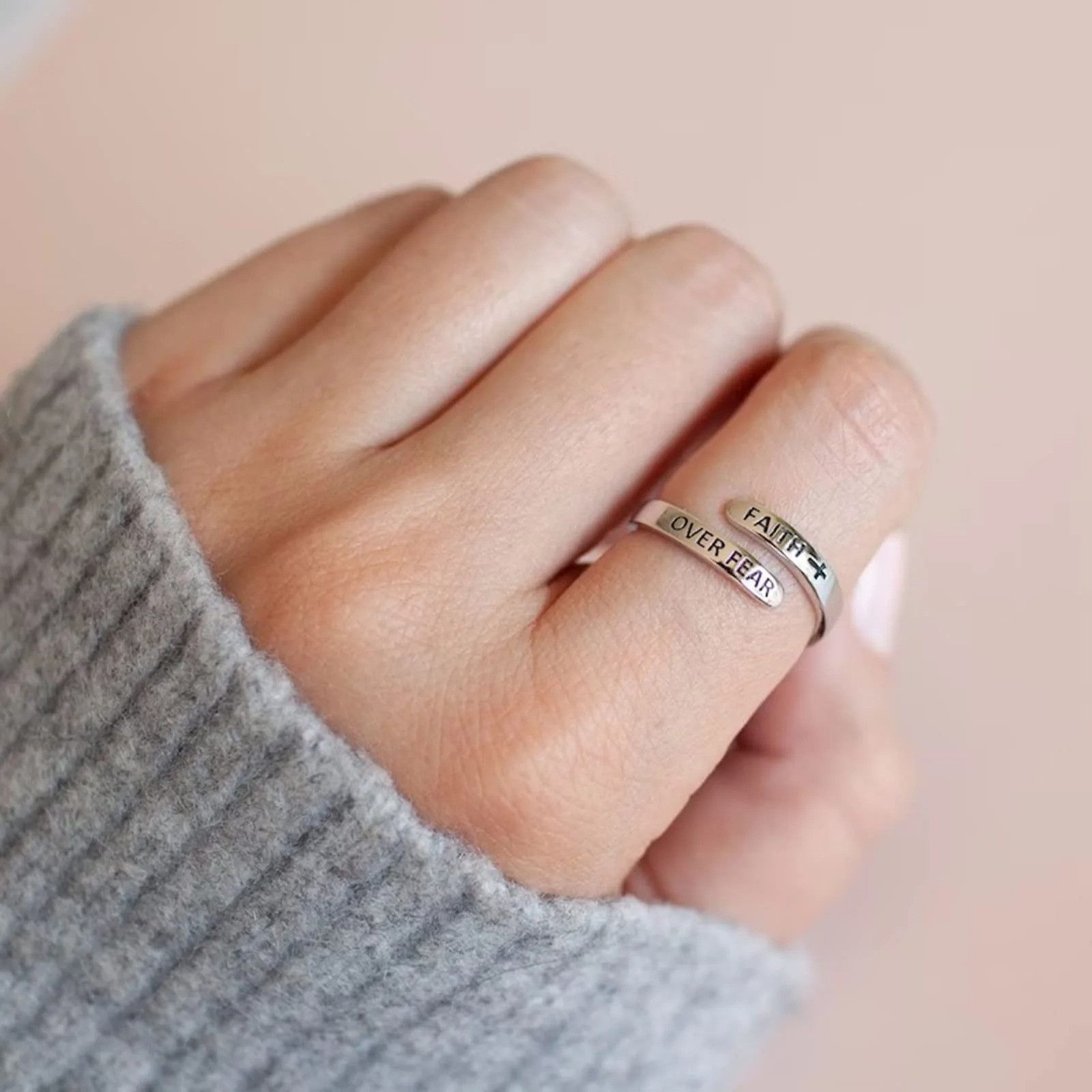Jewelry × Vintage Retro Faith Cross Ring Size ONE SIZE - 4 Thumbnail