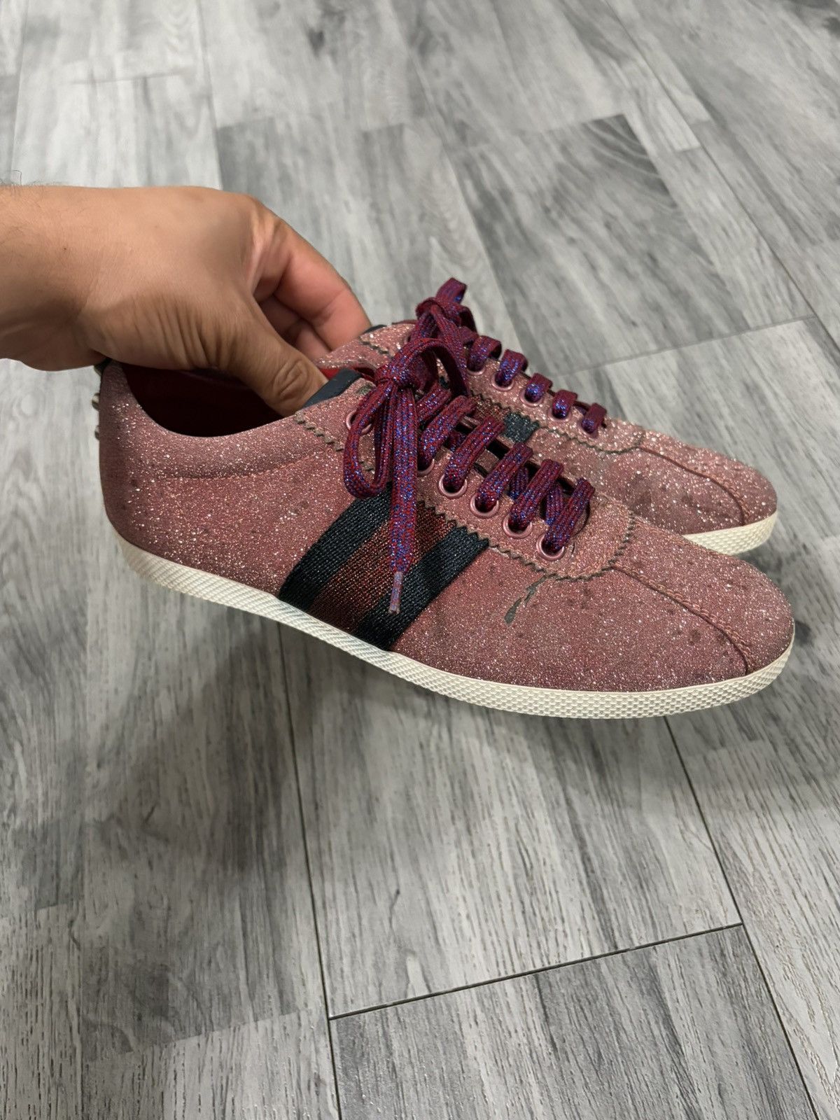 Gucci Gucci Bambi Pink Glitter Low-Top Sneakers Size US 6 / IT 36 - 4 Thumbnail