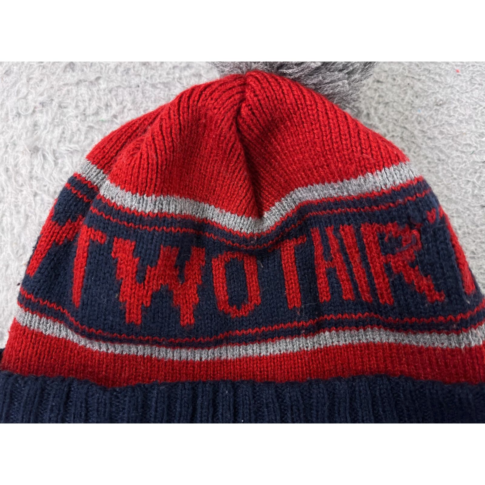 Vintage Two Thirty Beanie Knit Adult One Size Blue Red Stripe 100% Acrylic Ski Logo Hat Mens Size ONE SIZE - 2 Thumbnail