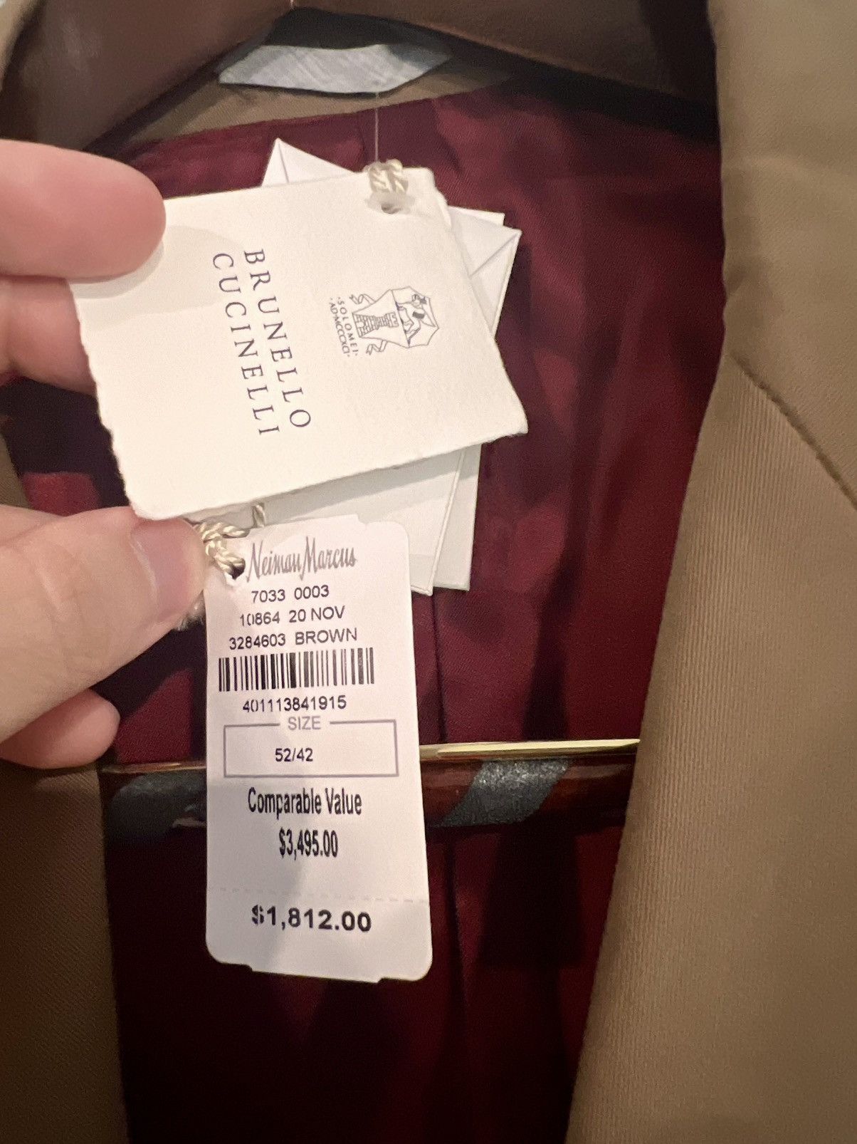 Brunello Cucinelli New Brunello Cucinelli Cashmere/Cotton Peak Lapel blazer Size 42R - 11 Thumbnail