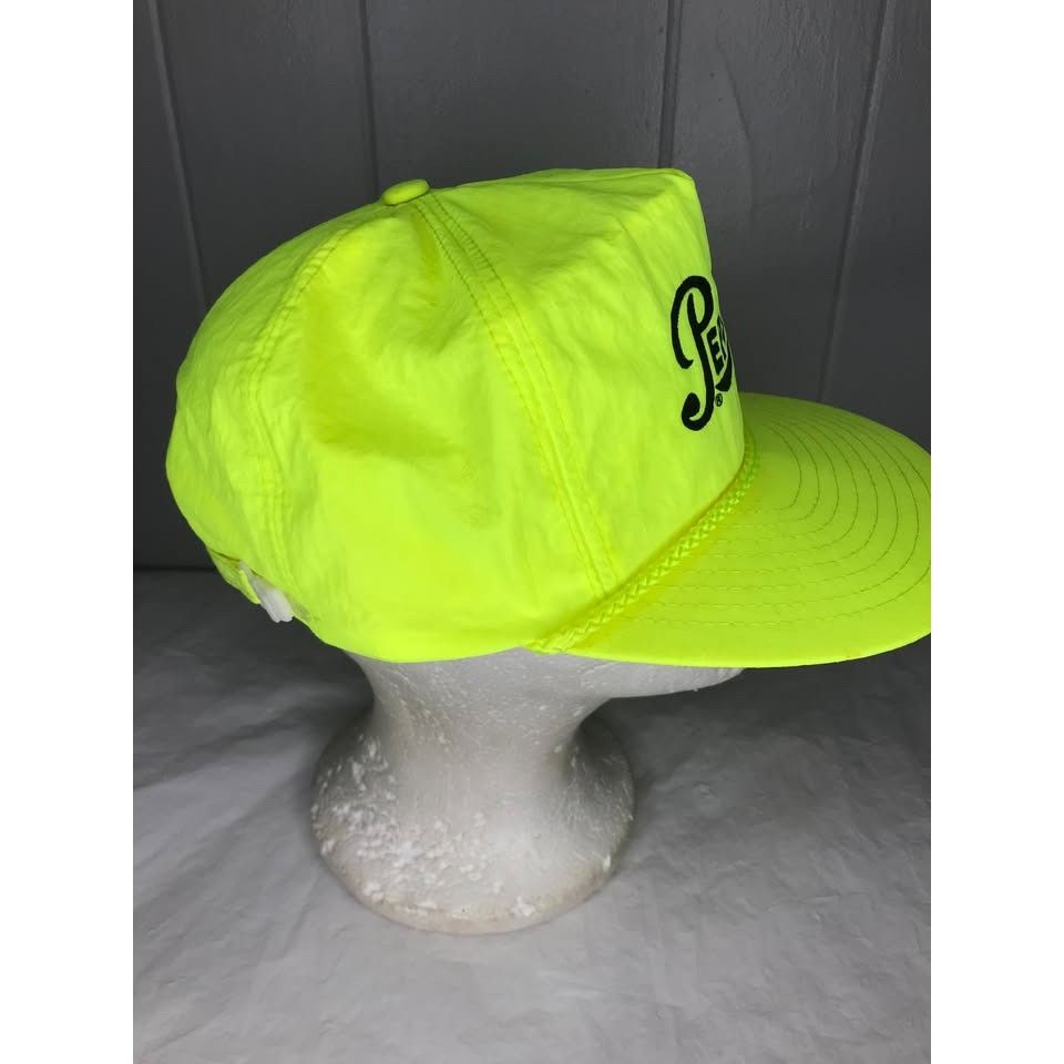 Vintage Vintage Pepsi Cola Rope nylon neon yellow adjustable hat cap Size ONE SIZE - 2 Thumbnail