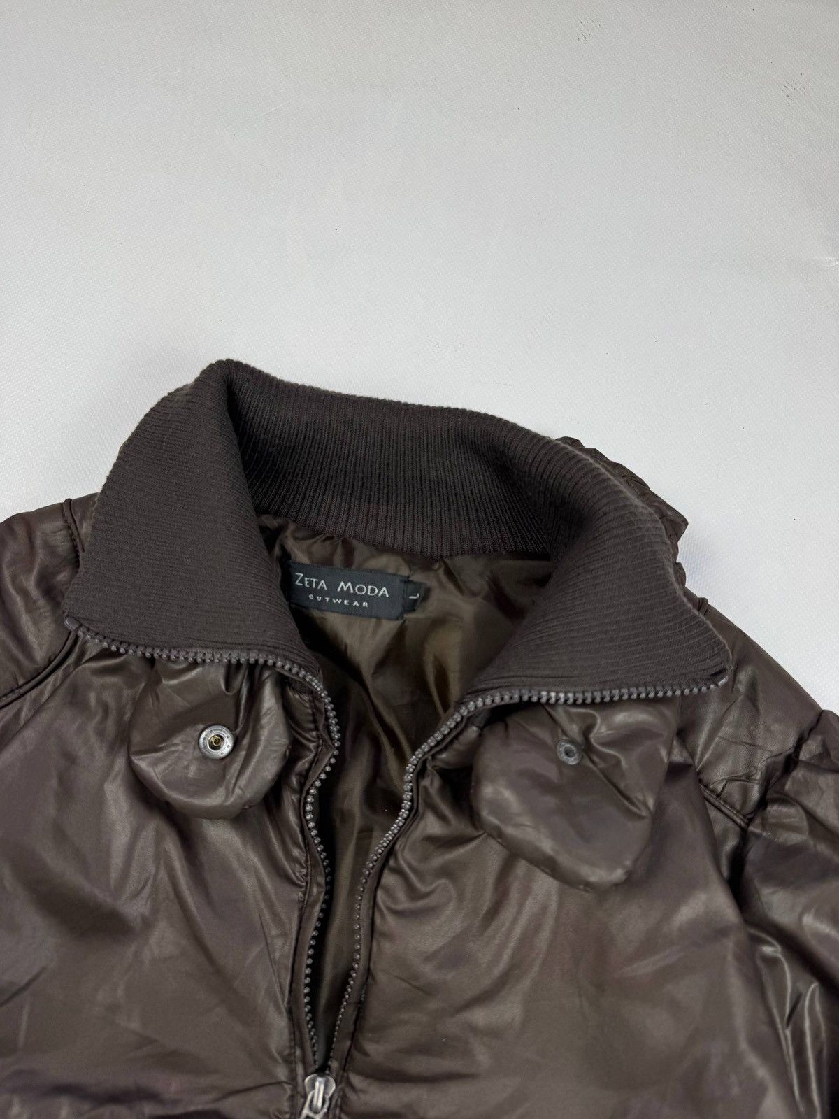 Other Vintage Zeta Moda Brown Puffer Bomber Jacket Size L / US 10 / IT 46 - 4 Thumbnail