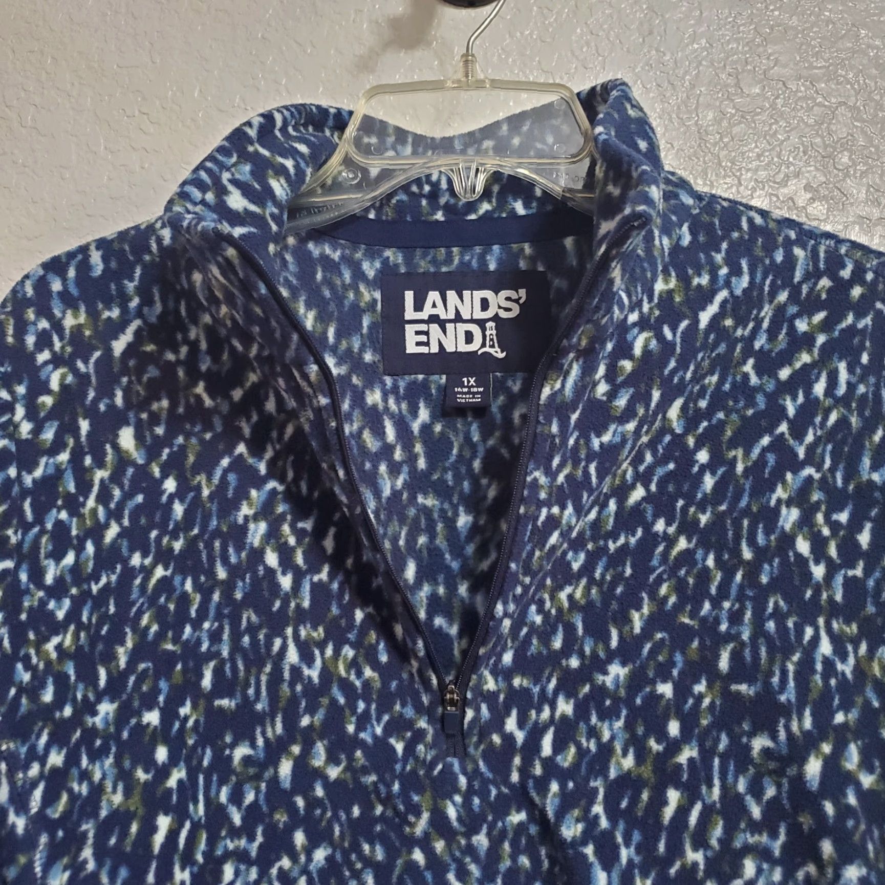 Lands' End VINTAGE Lands' End Fleece Pullover Womens Plus 1X Blue White Print 1/4 Zip Outdoors Size XL / US 12-14 / IT 48-50 - 5 Thumbnail