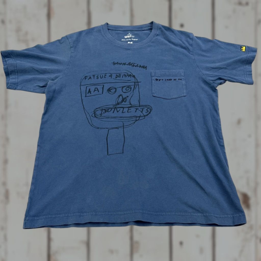 Uniqlo Uniqlo SPRZ NY Jean-Michel Basquiat Graphic Pocket Tee Shirt Mens M Blue Graphic Print Streetwear Pop Culture Size US 31 - 1 Thumbnail
