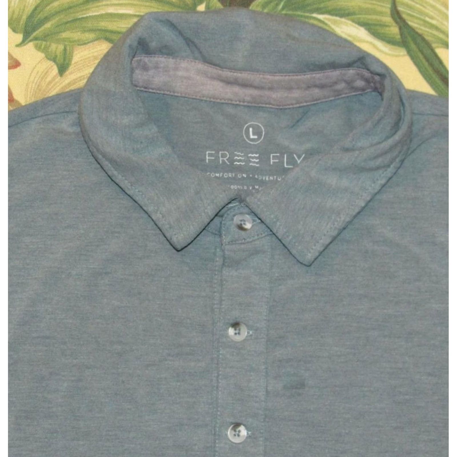 Vintage FREE FLY Green Bamboo Blend Short Sleeve Polo Shirt L Men Size US L / EU 52-54 / 3 - 2 Thumbnail