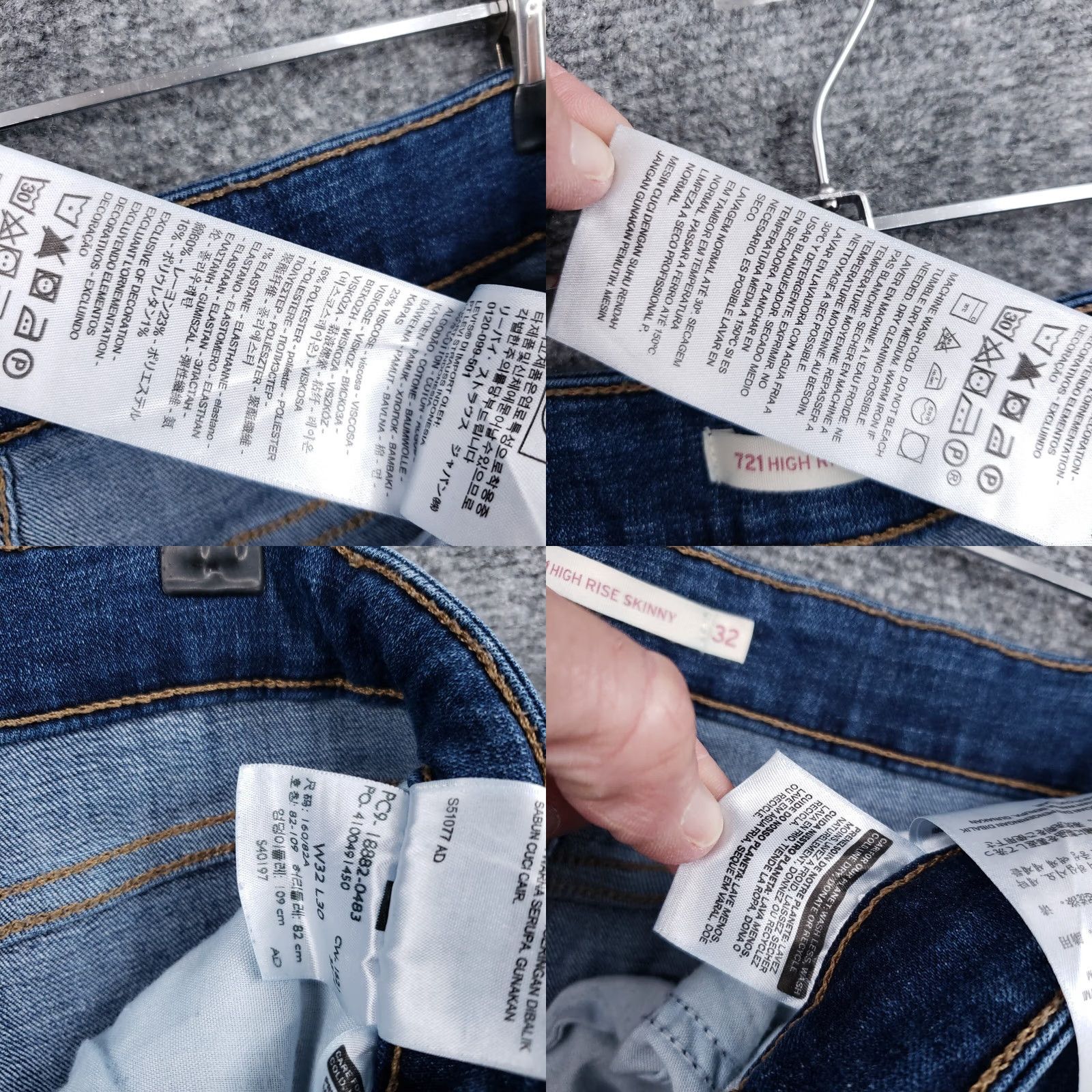 Levi's Levi's 721 Jeans Womens 32 Blue High Rise Skinny Distressed Denim Medium Wash Size 24" / US 00 / IT 34 - 9 Thumbnail