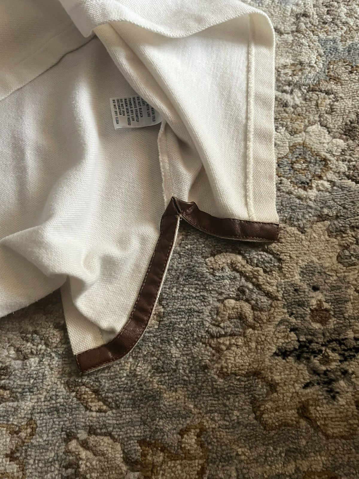 Polo Ralph Lauren OFF WHITE COLOR POLO EQUESTRIAN PONY RARE LEATHER TRIM POLO Size US XL / EU 56 / 4 - 7 Thumbnail