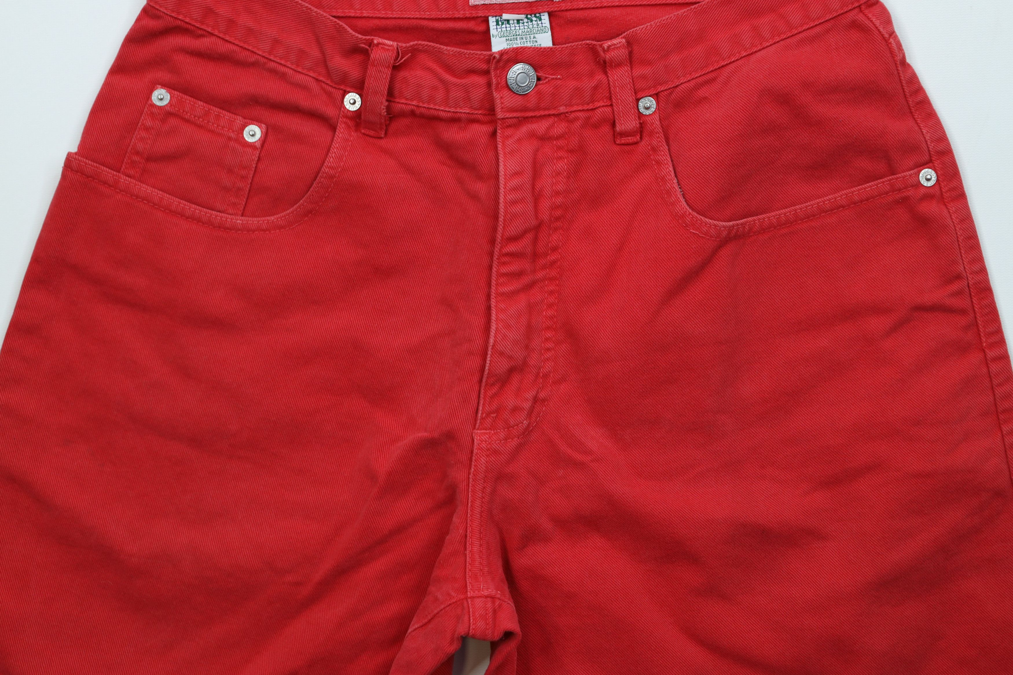 Guess Vintage 90s Guess Spell Out Denim Jean Shorts Red Cotton USA Size US 31 - 3 Thumbnail