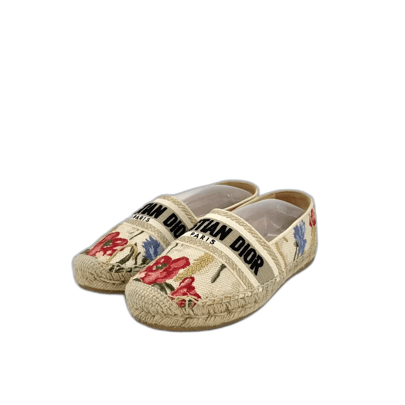 Dior Christian Dior Beige Floral Slip-On Fisherman Shoes Size US 6 / IT 36 - 1 Thumbnail