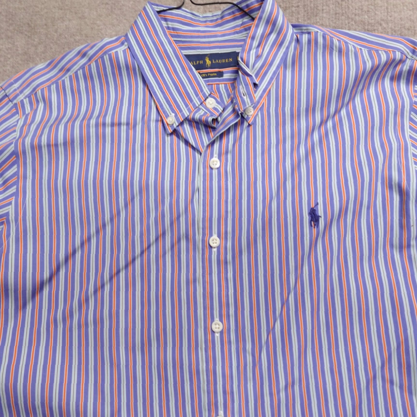 Polo Ralph Lauren Polo Ralph Lauren Shirt Large Blue Striped Button-Down 120'S Poplin Mens L Size US L / EU 52-54 / 3 - 2 Thumbnail