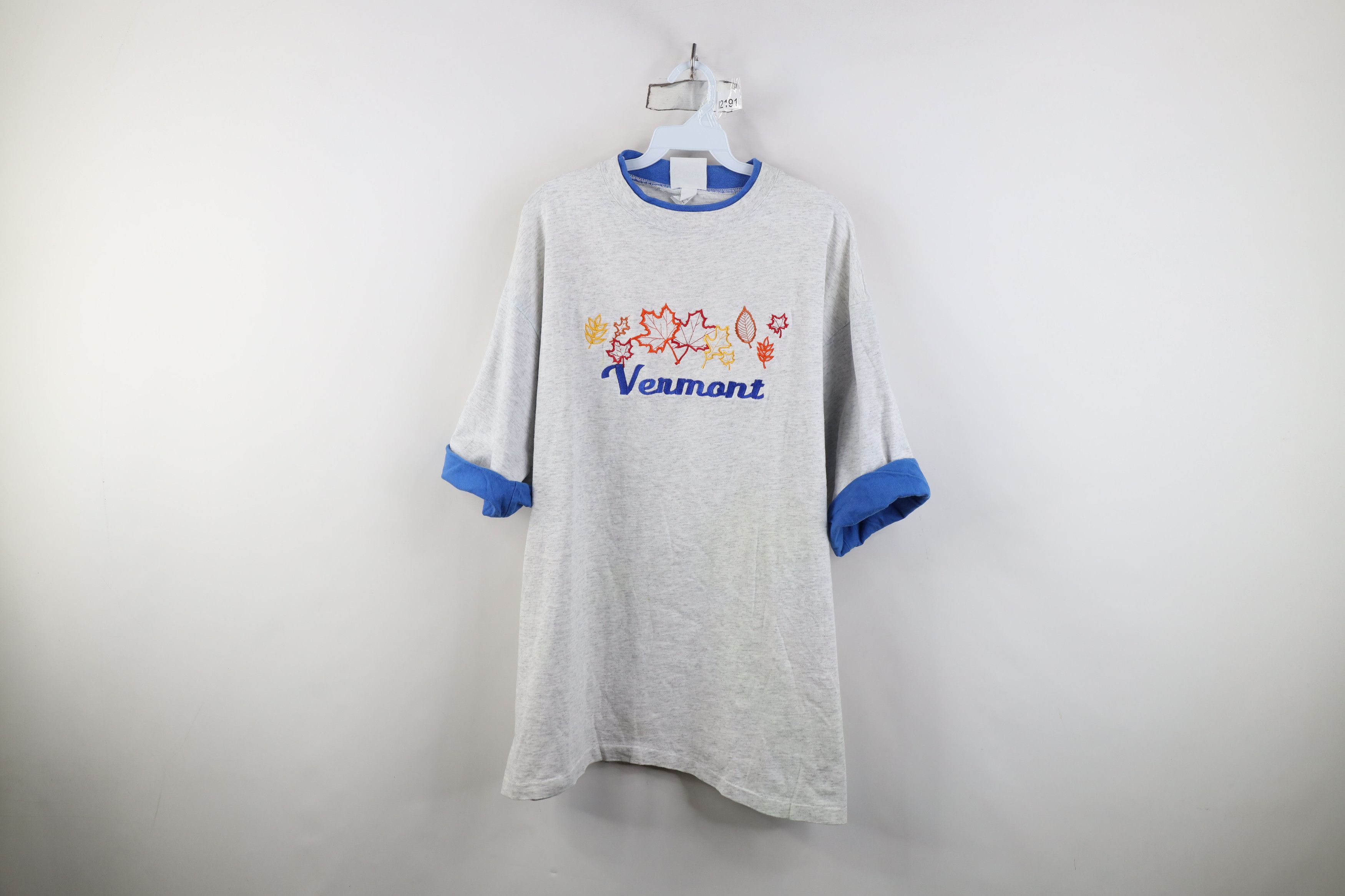 Vintage Vintage 90s Streetwear Vermont Leaf Nature Layered T-Shirt Size US XL / EU 56 / 4 - 1 Thumbnail