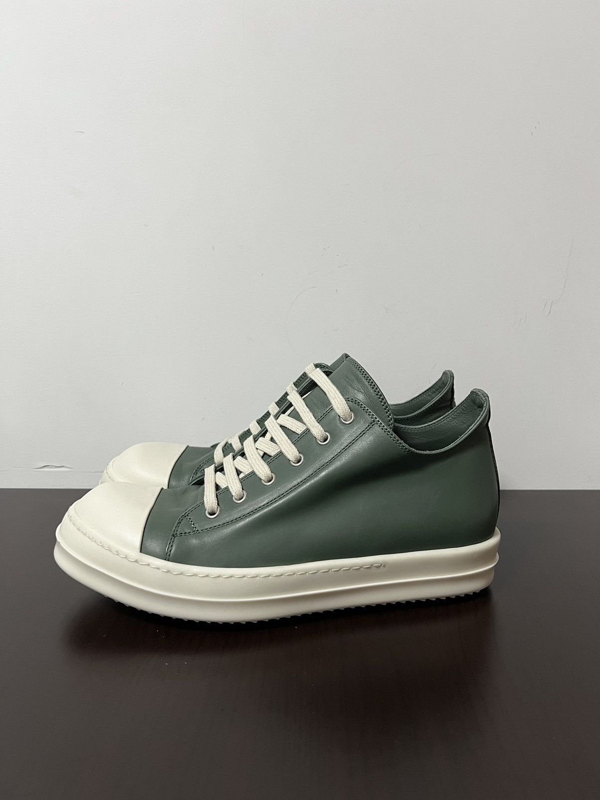 Rick Owens Rick Owens Teal Mainline Leather Low Ramones - Size 41 Size US 8 / EU 41 - 3 Thumbnail