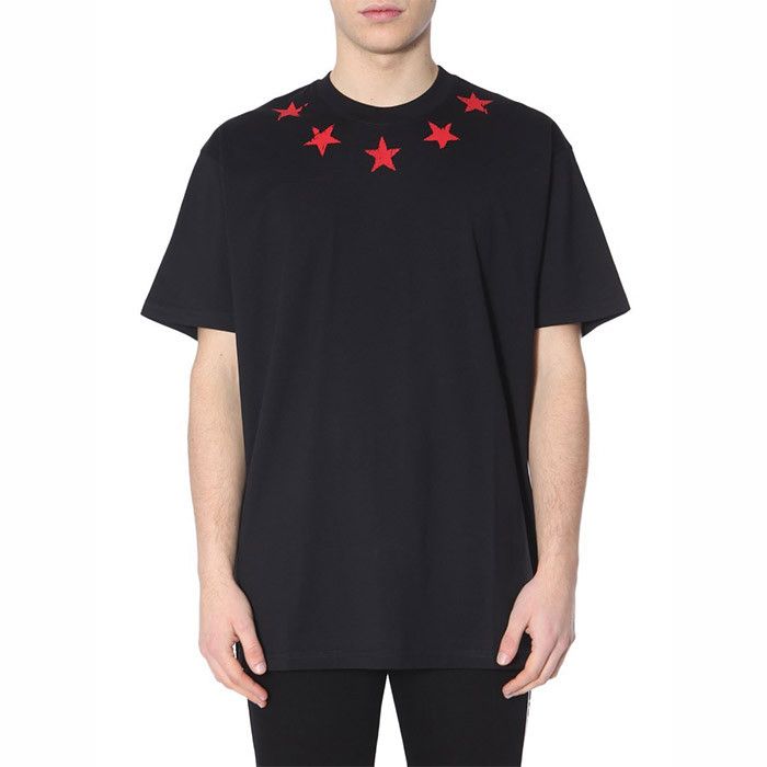 Givenchy Black and Red Cracked Stars Oversized T-Shirt Size US S / EU 44-46 / 1 - 2 Thumbnail