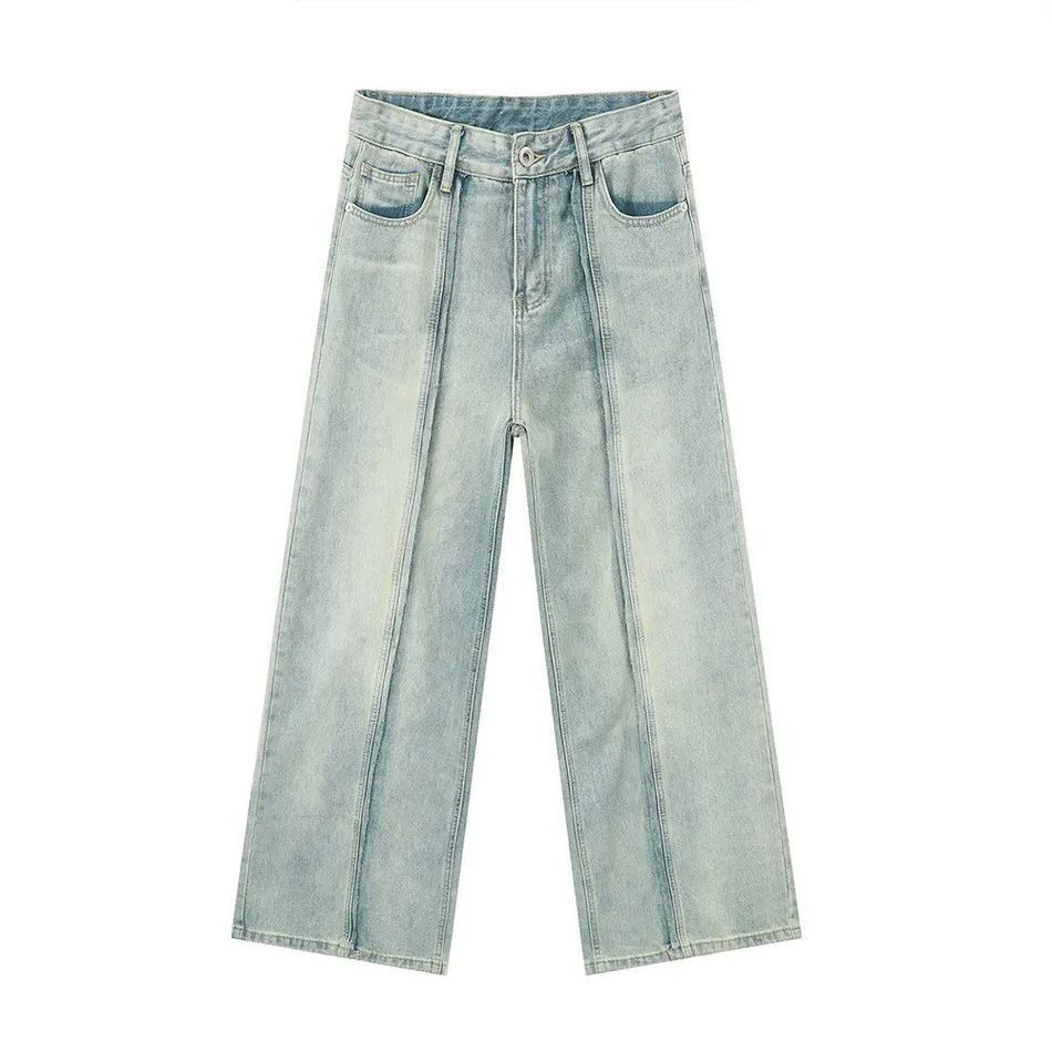 Japanese Brand Retro light colored straight leg wide leg jeans Size US 32 / EU 48 - 5 Thumbnail
