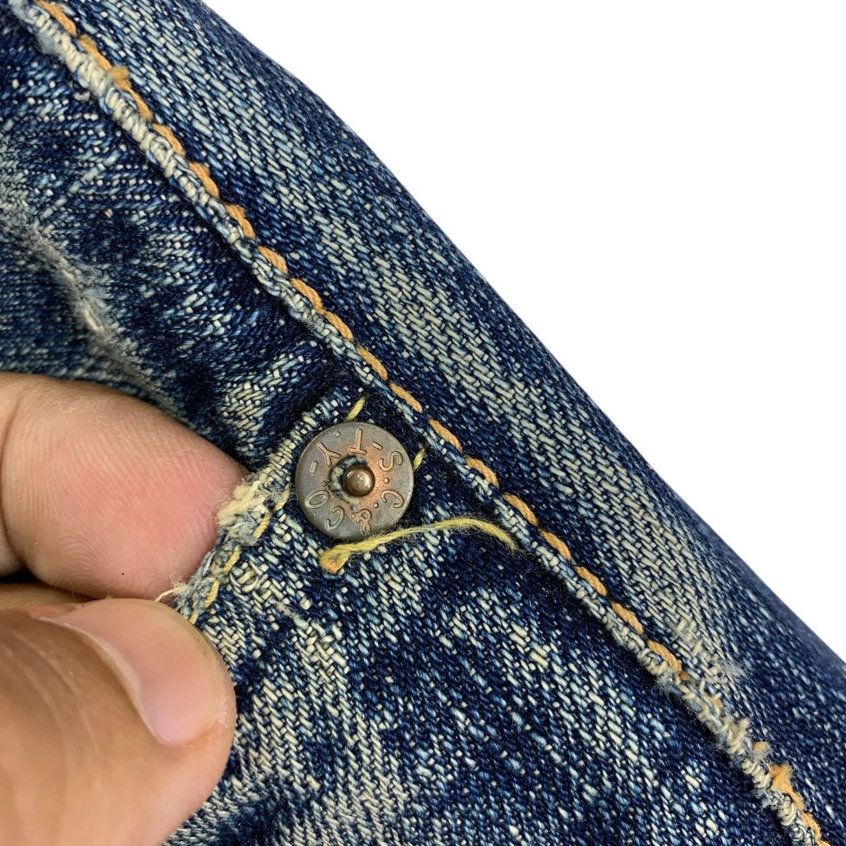 Sugar Cane VINTAGE SUGARCANE DISTRESSED SELVEDGE JEANS MEN Size US 30 / EU 46 - 13 Thumbnail