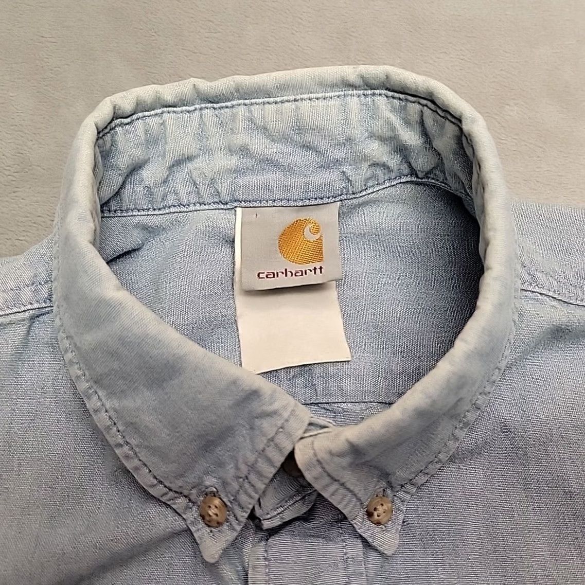 Carhartt Carhartt Shirt Men XL Faded Blue Chambray Button Short Sleeve Work Outdoors Size US XL / EU 56 / 4 - 4 Thumbnail