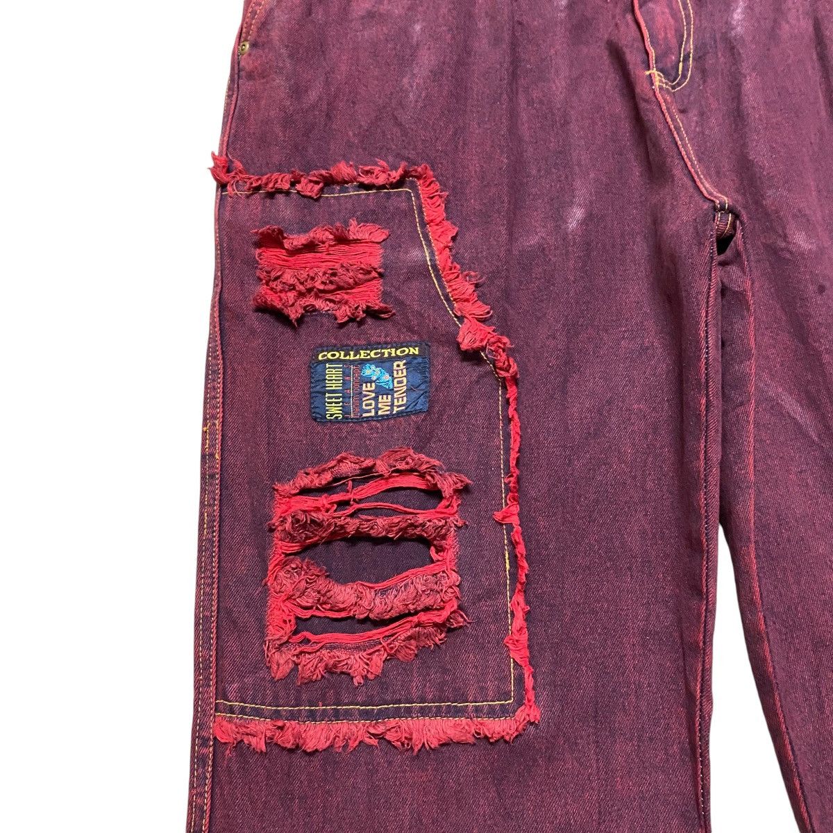 Vintage Vintage SWEET HEART Red Blood Fabulous Denim Baggy Pants Size US 38 / EU 54 - 6 Thumbnail
