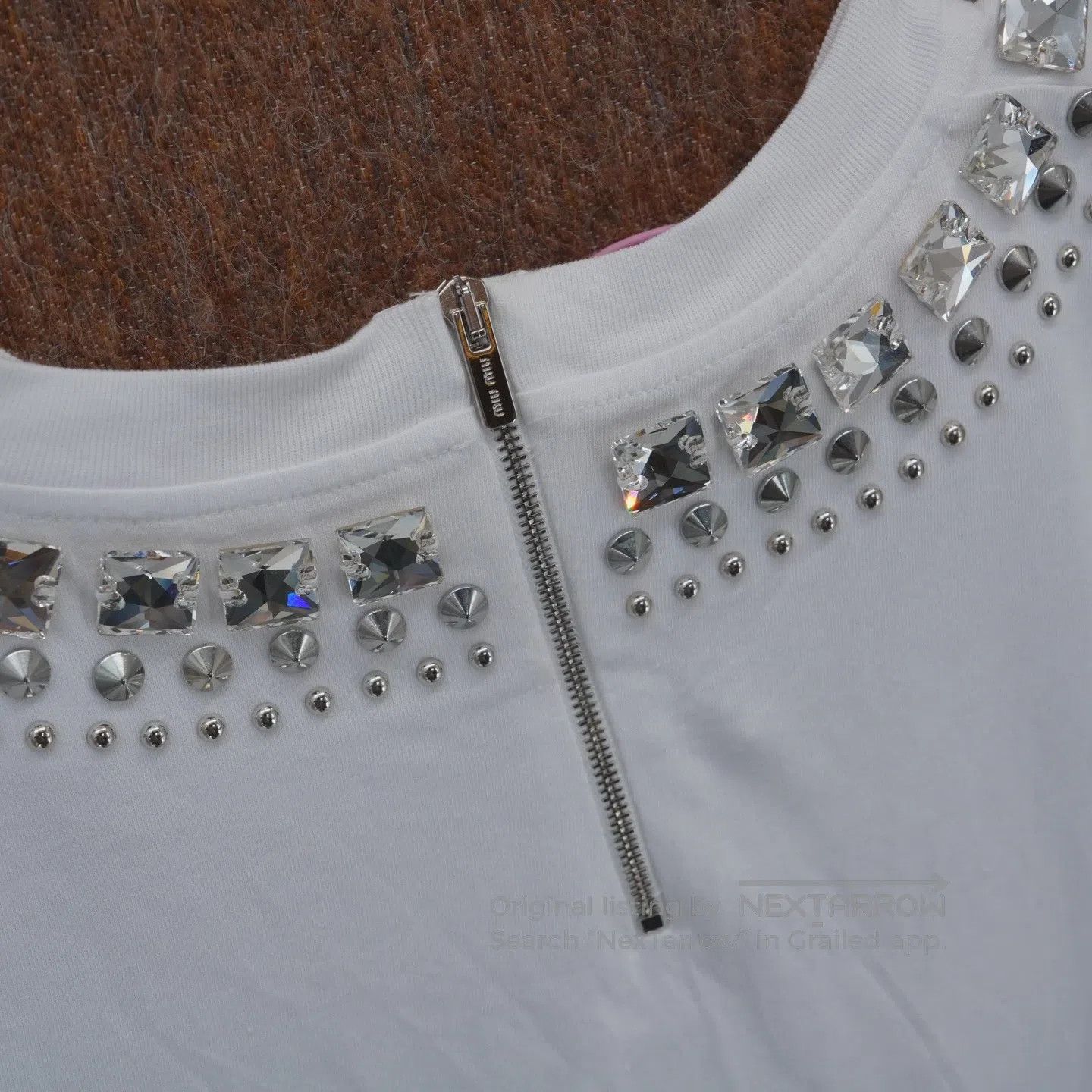 Miu Miu Miu Miu Water drilling printed logo short-sleeve shirt Size S / US 4 / IT 40 - 5 Thumbnail