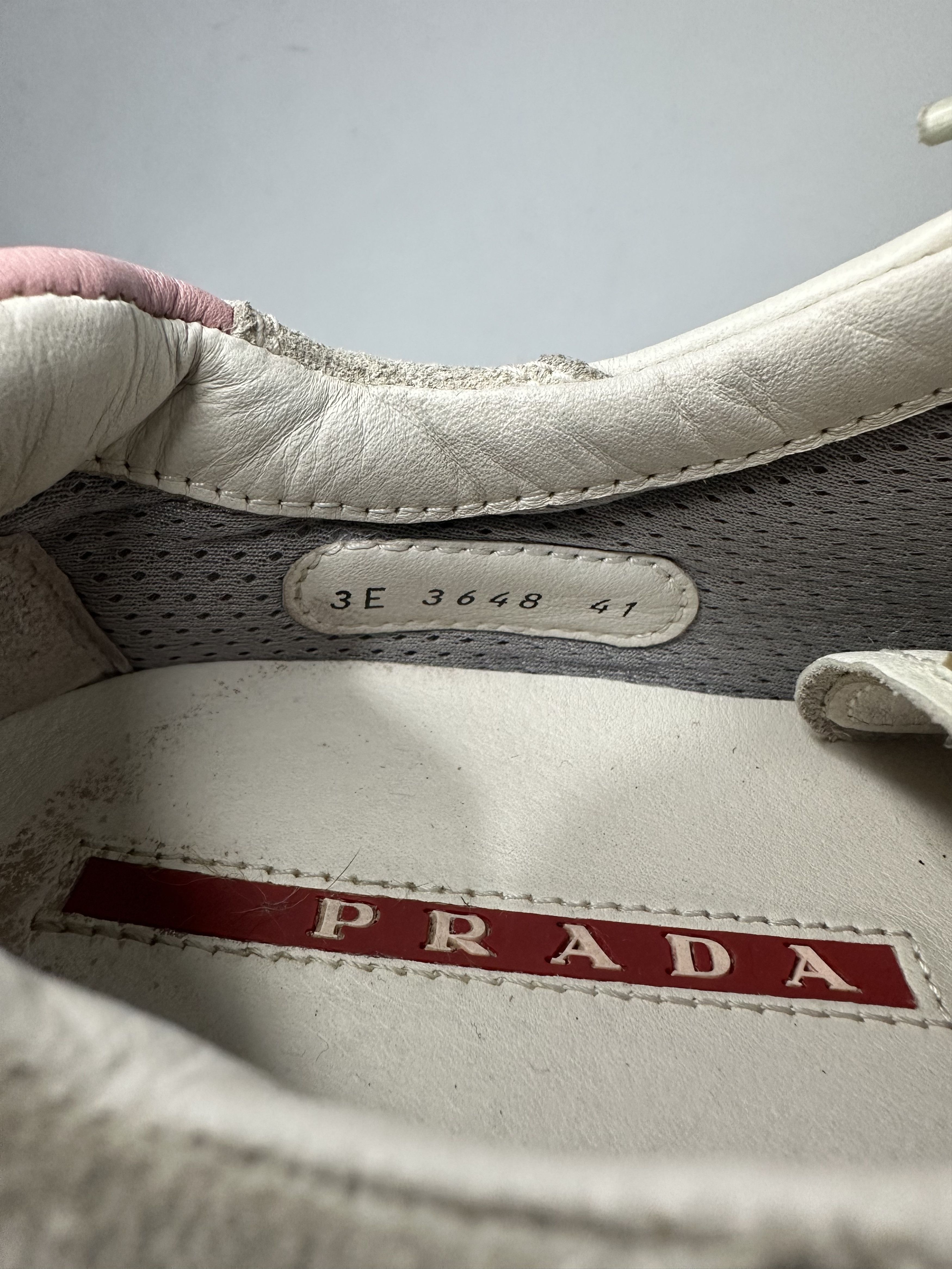Prada Prada Pink and White Leather Low Top Sneakers. Size US 8 / EU 41 - 6 Thumbnail