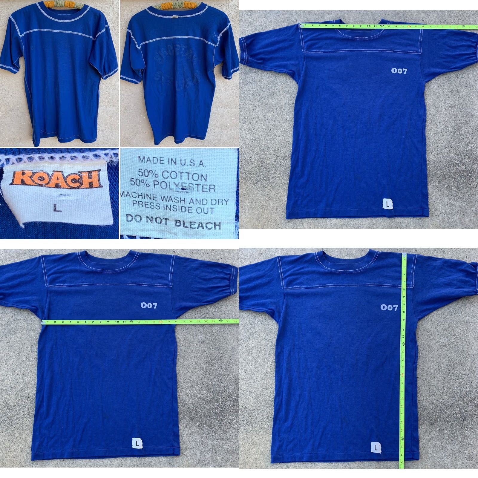 Vintage VINTAGE Roach Jersey Style T Shirt Men L Blue 70s 80s Matson’s Marauder’s Iron On O07 Roach Sportswear/Beach Shirt Mens Size US L / EU 52-54 / 3 - 8 Thumbnail