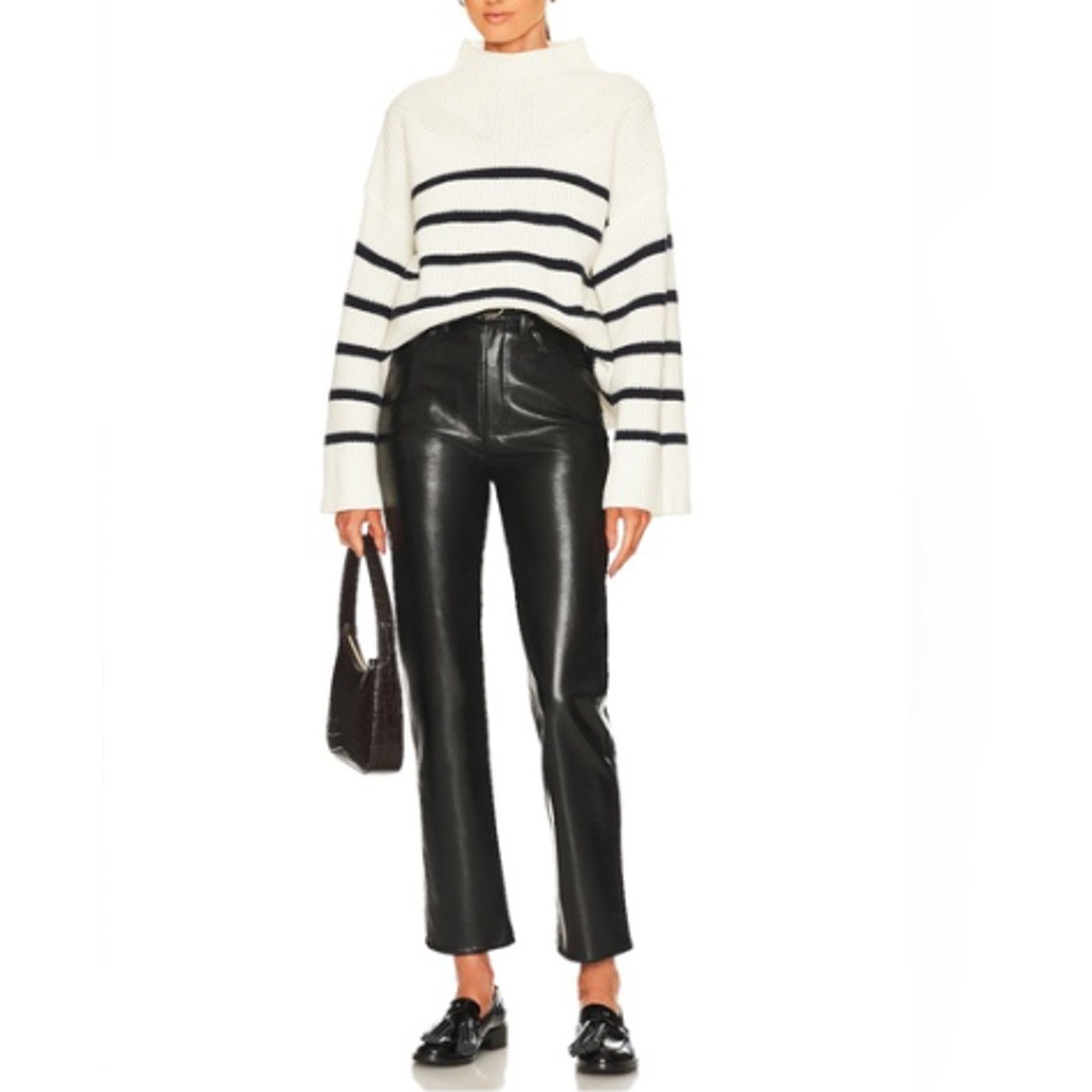 Frame FRAME | NWT Le Jane Crop Black Leather Jeans Noir Size 23 Size 23" - 16 Thumbnail