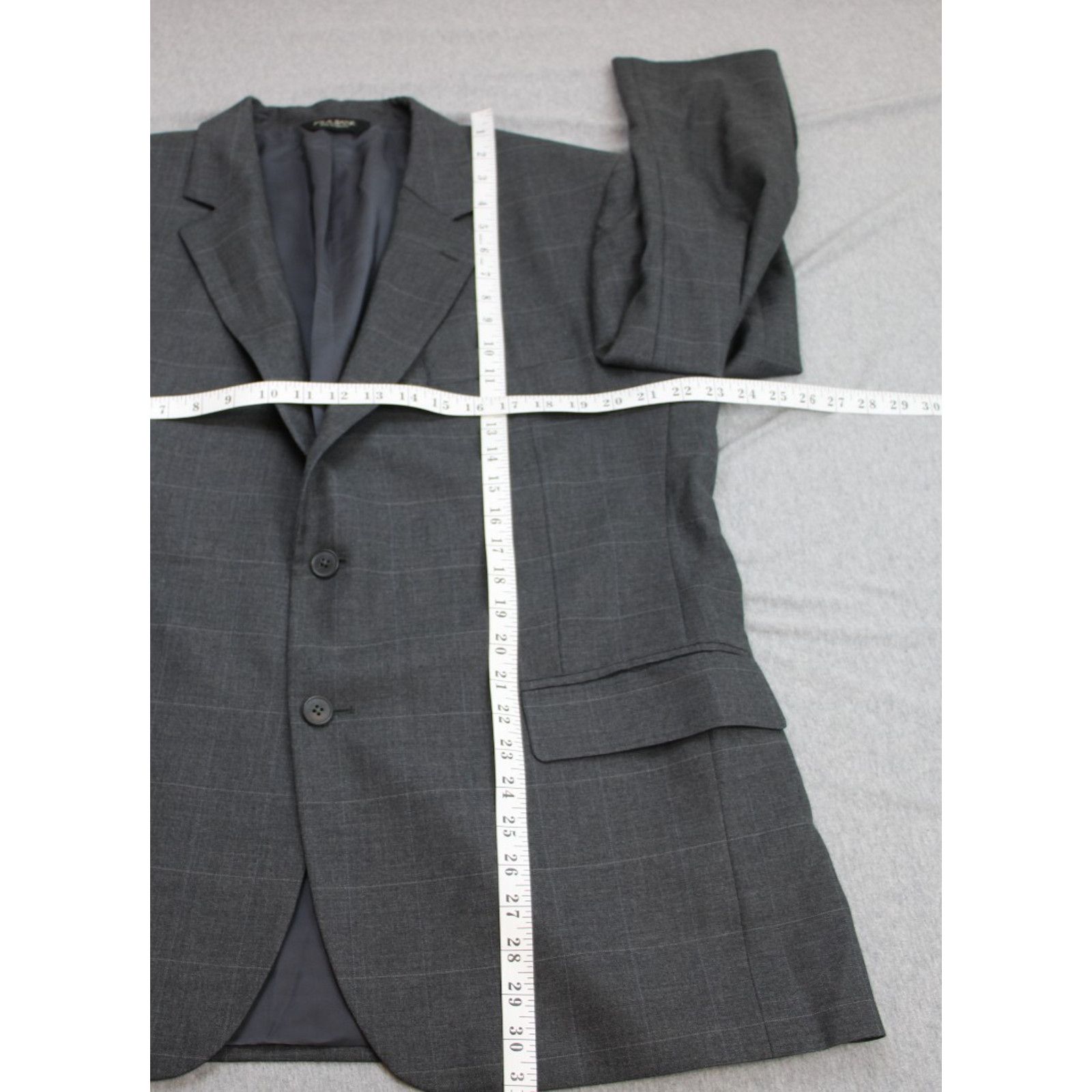 Jos. A. Bank Jos A Bank Blazer Men 44S Gray Check 100% Wool 2 Button Size 44S - 8 Thumbnail