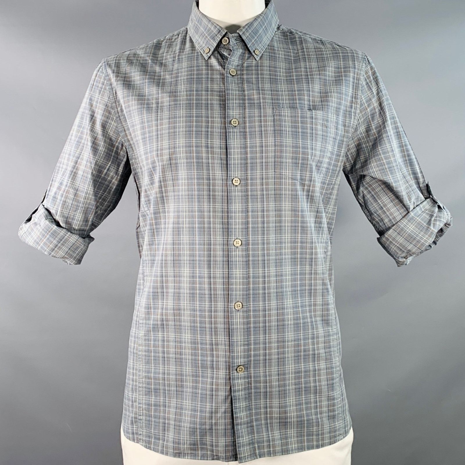 John Varvatos Multi Color Cotton Button Down Collar Roll Tab Shirt Size US L / EU 52-54 / 3 - 6 Thumbnail