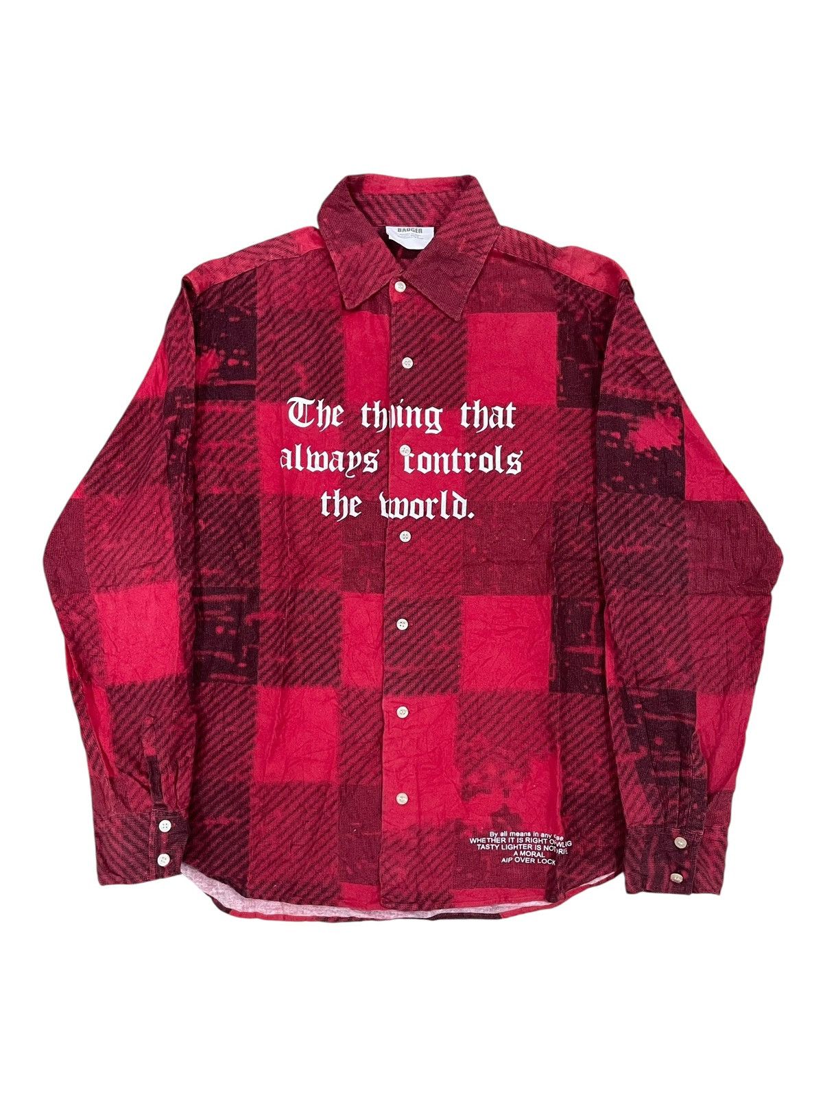 Japanese Brand 2000s Badger - Y2K Poem Bloody Red Shirt ifsixwasnine Lgb Size US M / EU 48-50 / 2 - 1 Thumbnail