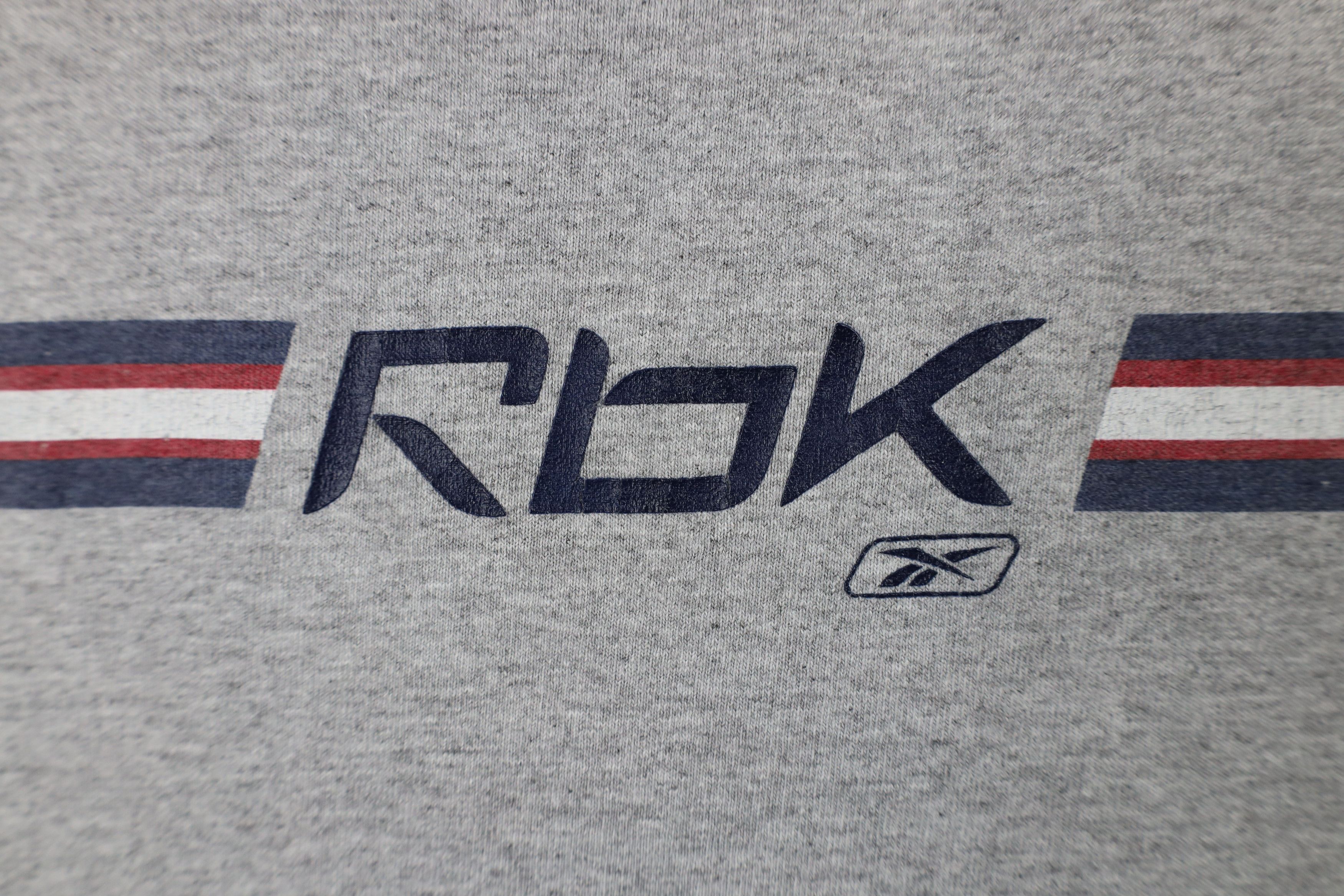 Reebok × Vintage Vintage 90s Reebok Out Striped Short Sleeve T-Shirt Gray Size US XL / EU 56 / 4 - 5 Thumbnail