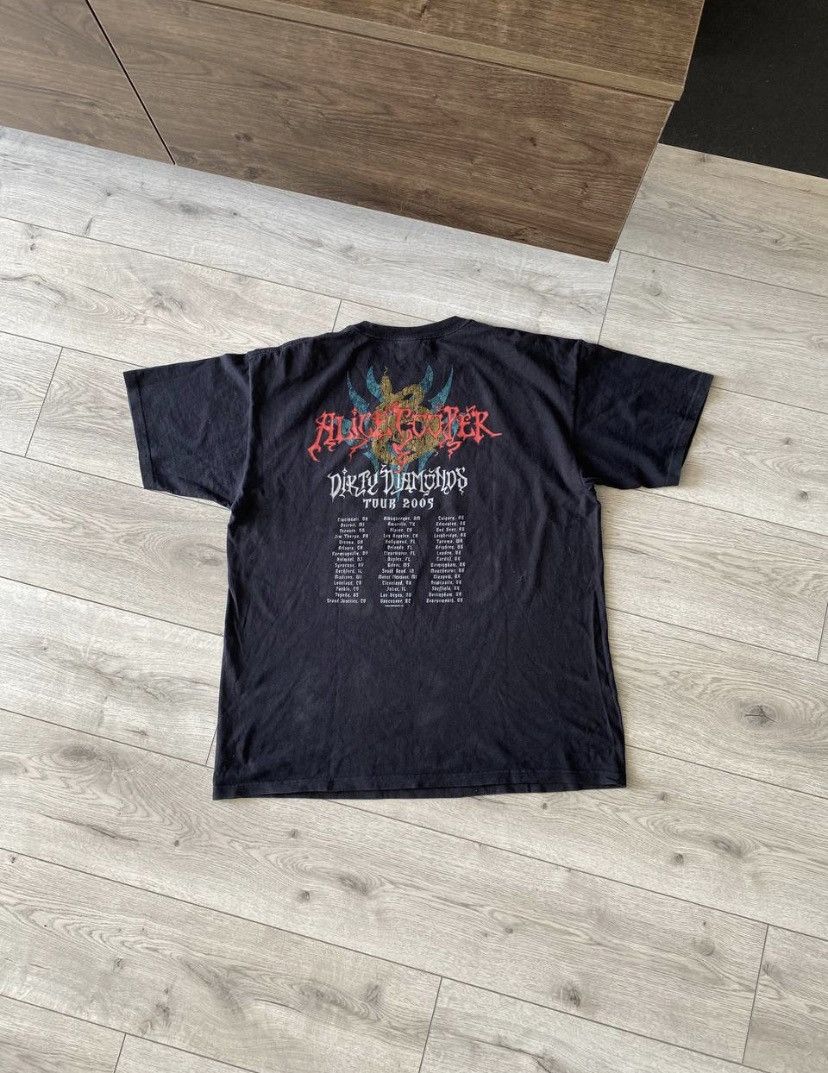 Band Tees Vintage 00's Alice Cooper «Dirty Diamonds Tour» Rare Tee Size US XL / EU 56 / 4 - 4 Thumbnail