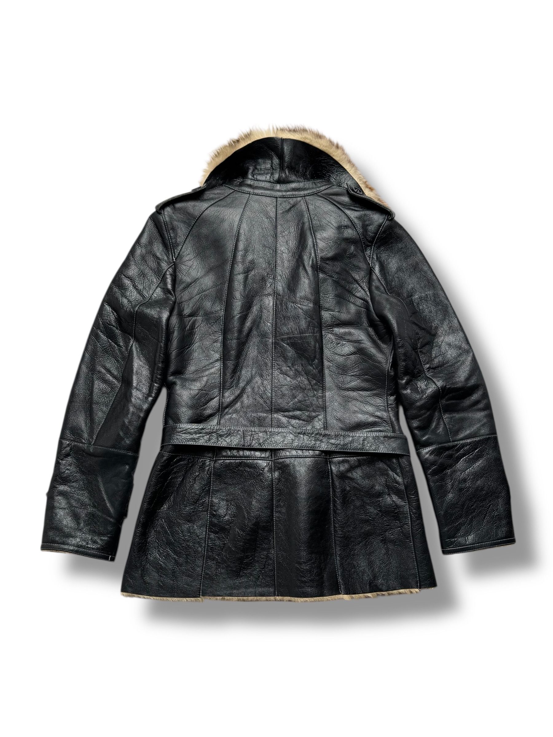 Vintage 90's Real Sheepskin Coat With Belt(V407) Size L / US 10 / IT 46 - 9 Thumbnail