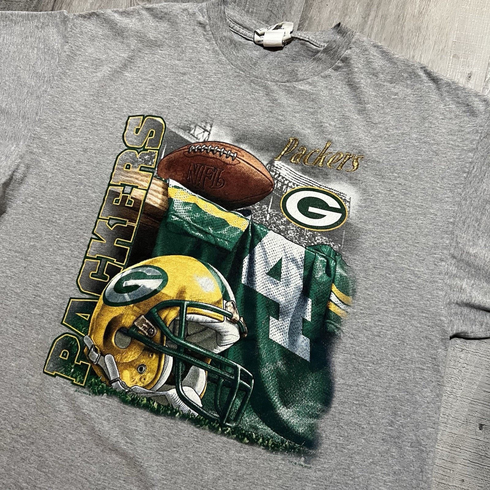 Lee VTG Green Bay Packers Grey 1998 NFL Football T Shirt 2XL Size US XXL / EU 58 / 5 - 3 Thumbnail